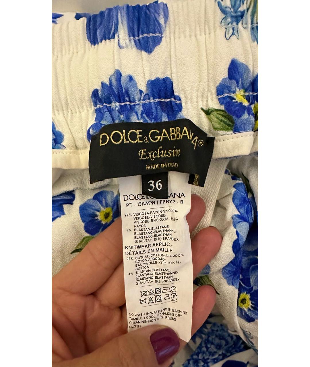 DOLCE&GABBANA Белые вискозные спортивные брюки и шорты, фото 3