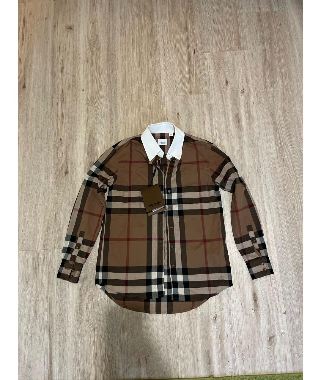 BURBERRY Коричневая хлопковая рубашка, фото 8