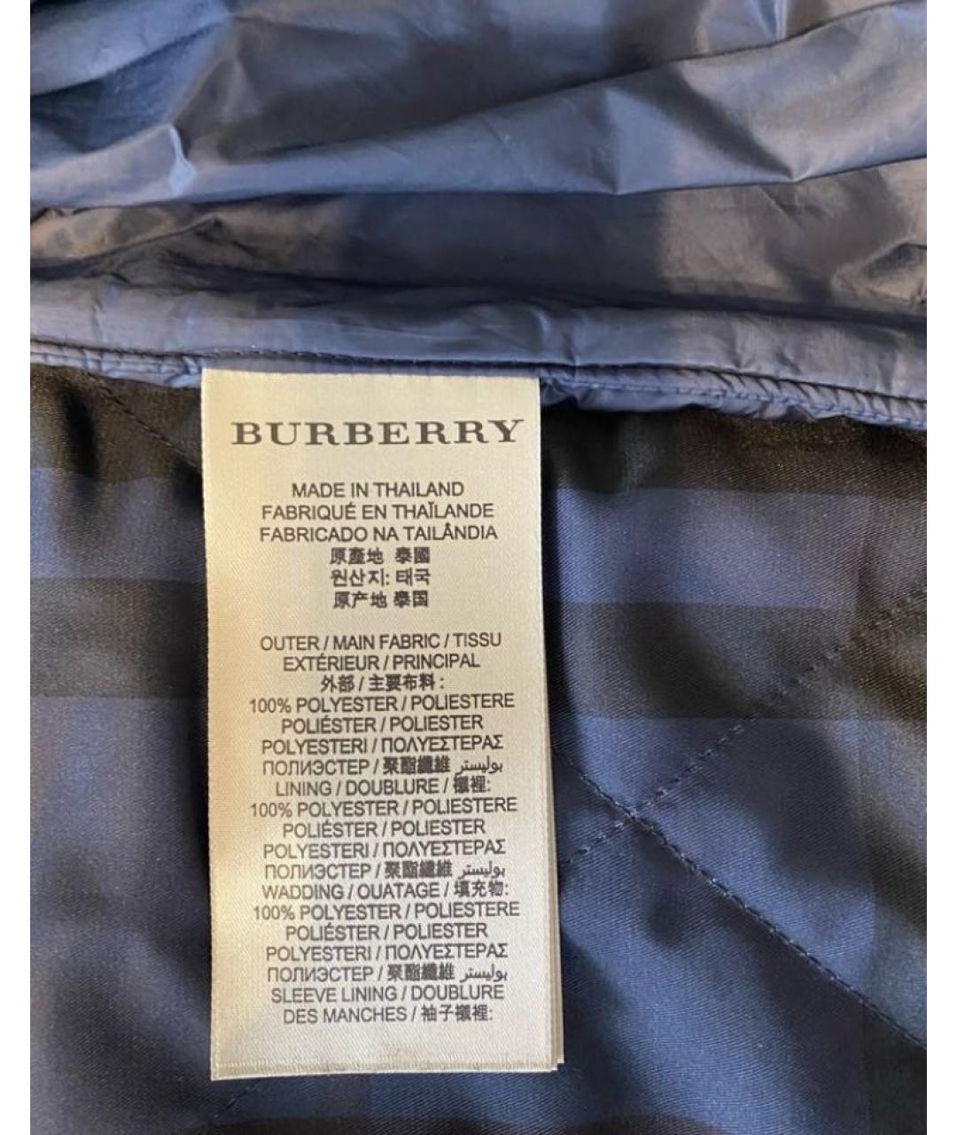 BURBERRY Темно-синяя полиэстеровая куртка, фото 4