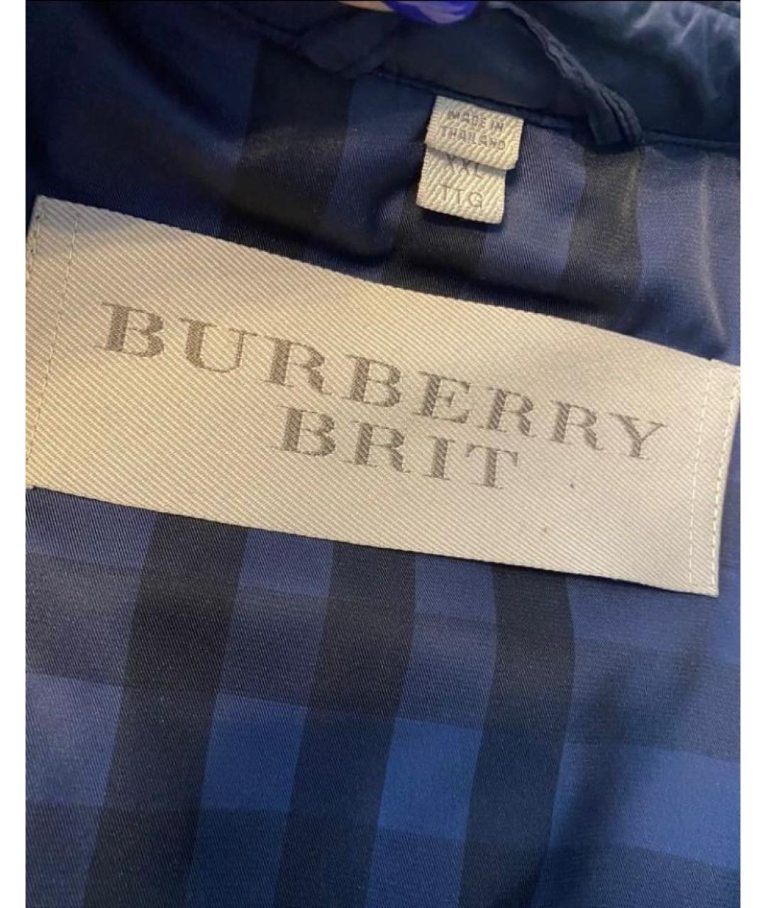 BURBERRY Темно-синяя полиэстеровая куртка, фото 5