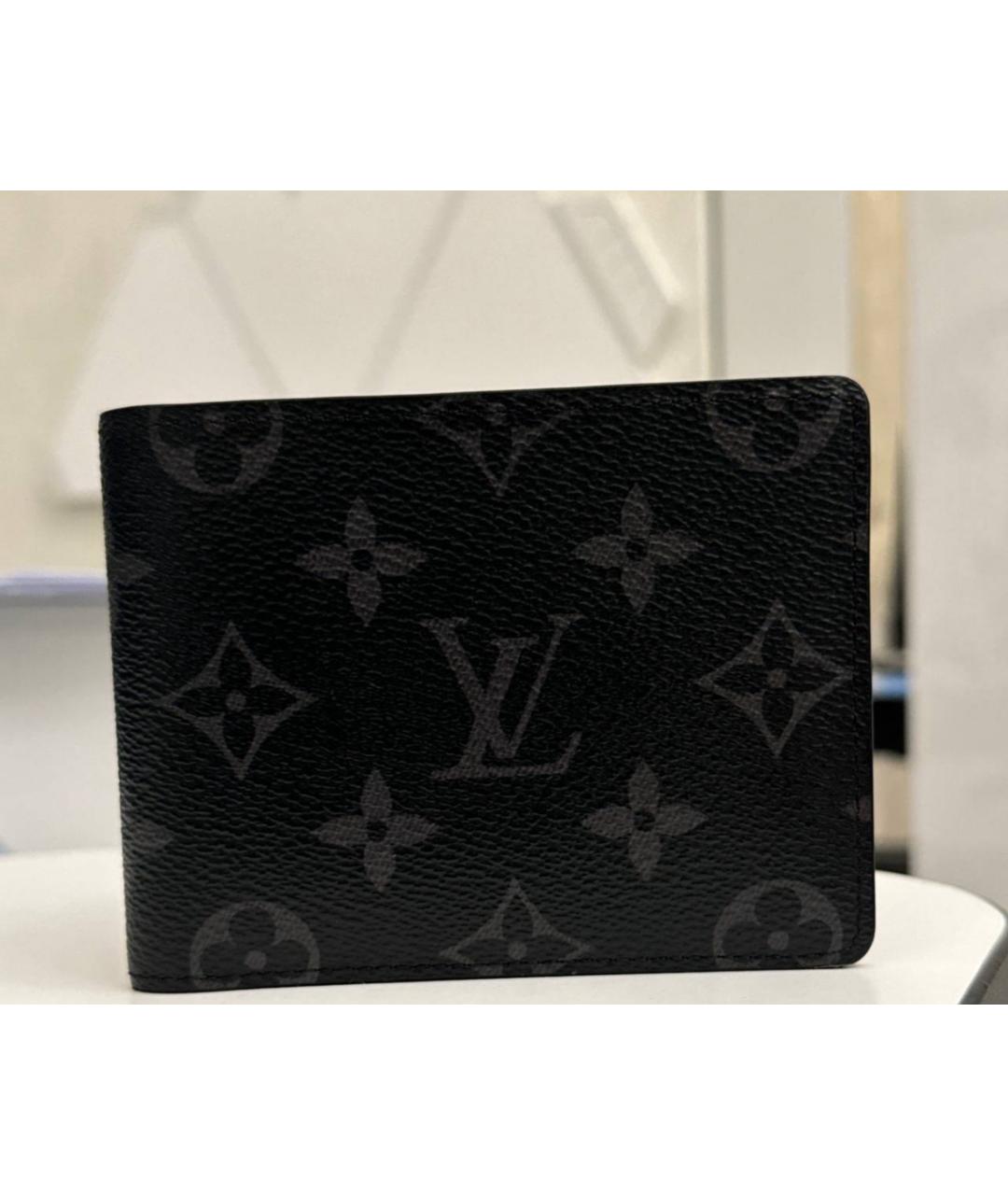 LOUIS VUITTON Черный кожаный кошелек, фото 5