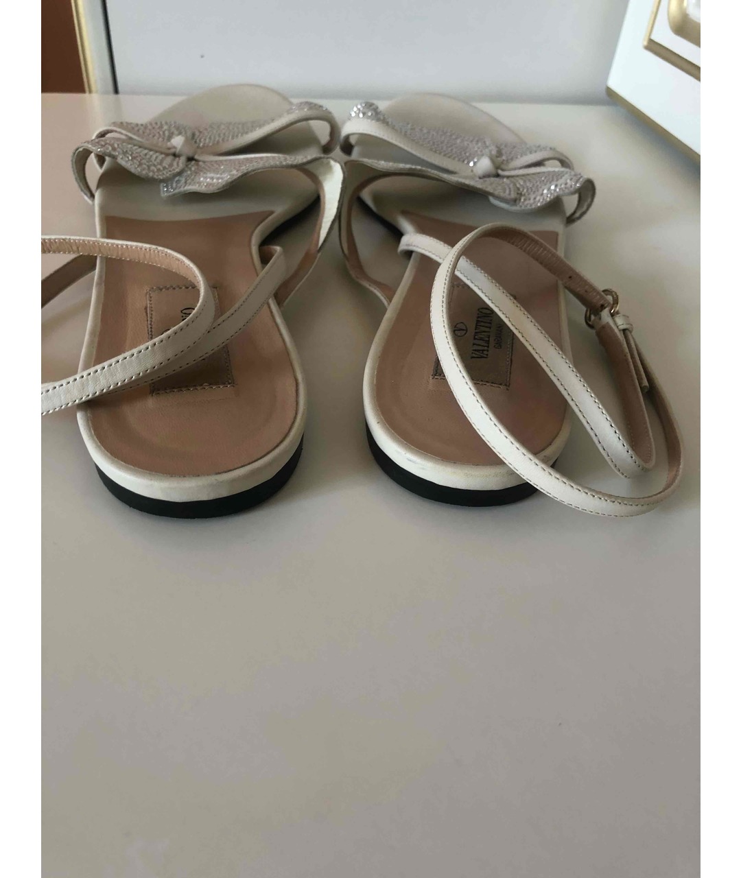 VALENTINO Белые кожаные сандалии, фото 3
