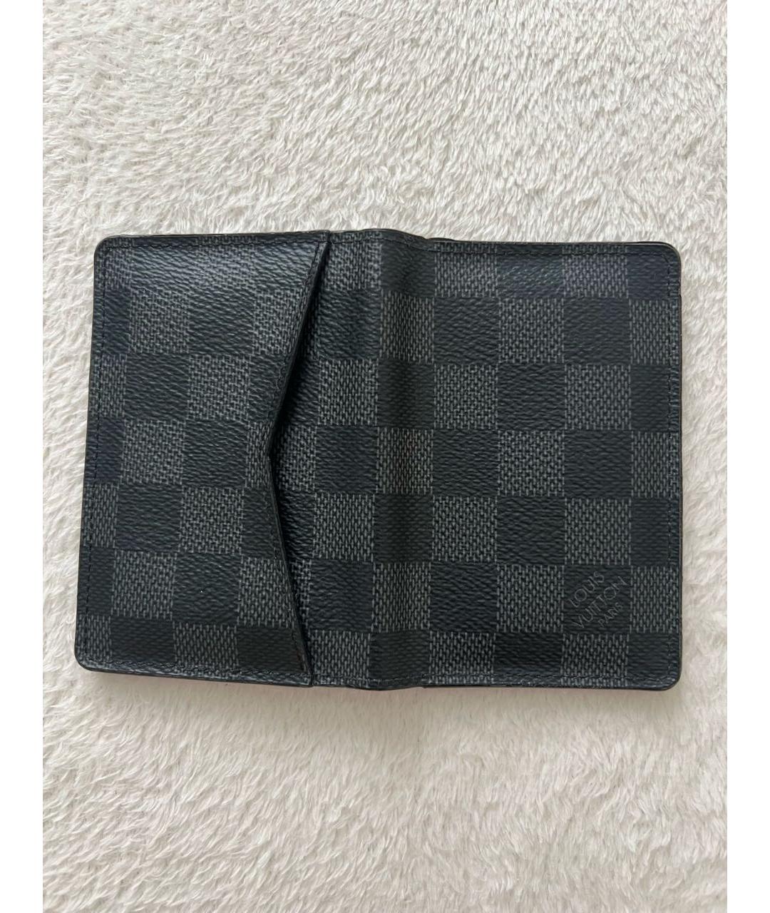 LOUIS VUITTON Черный кожаный кардхолдер, фото 3