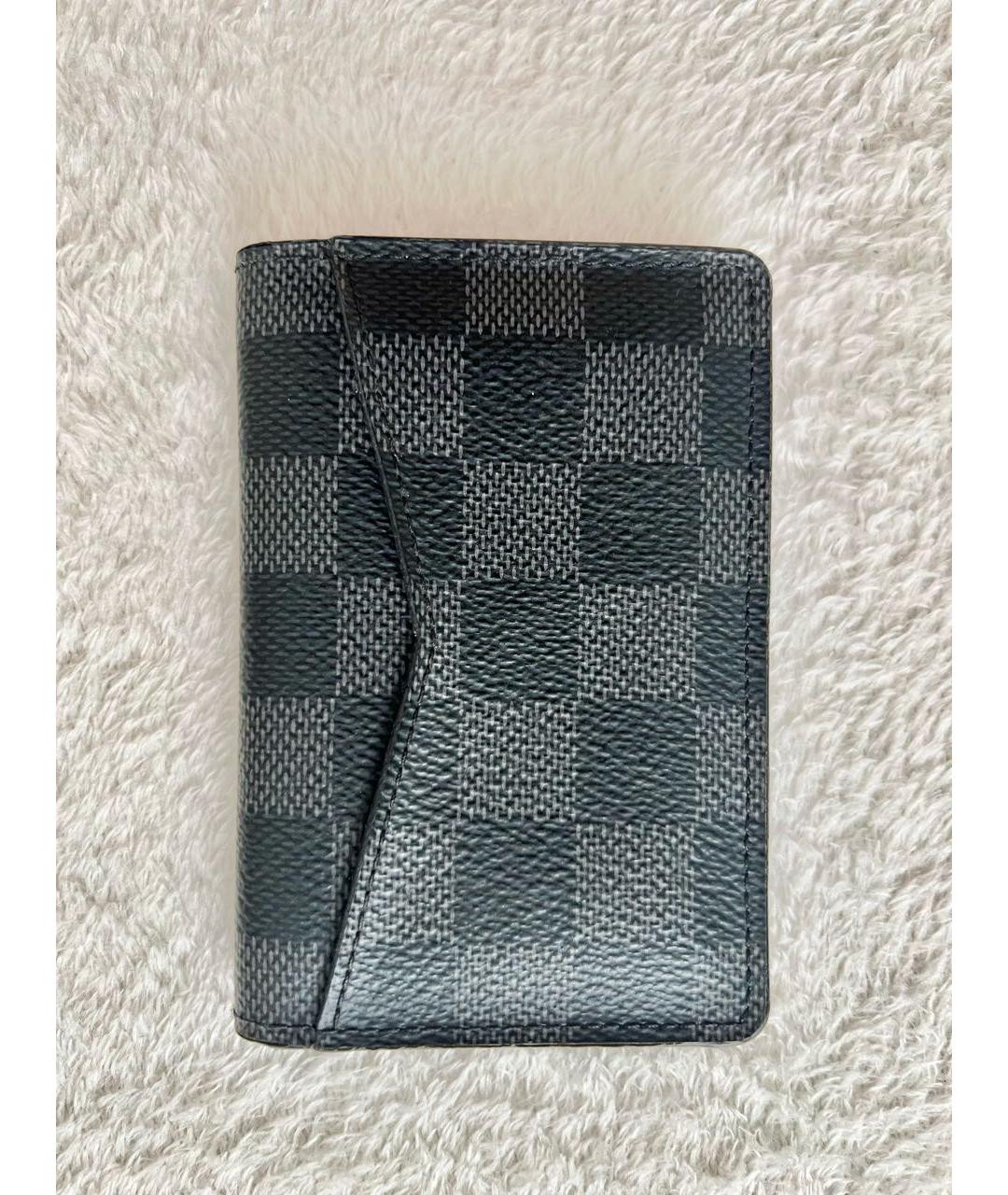 LOUIS VUITTON Черный кожаный кардхолдер, фото 4