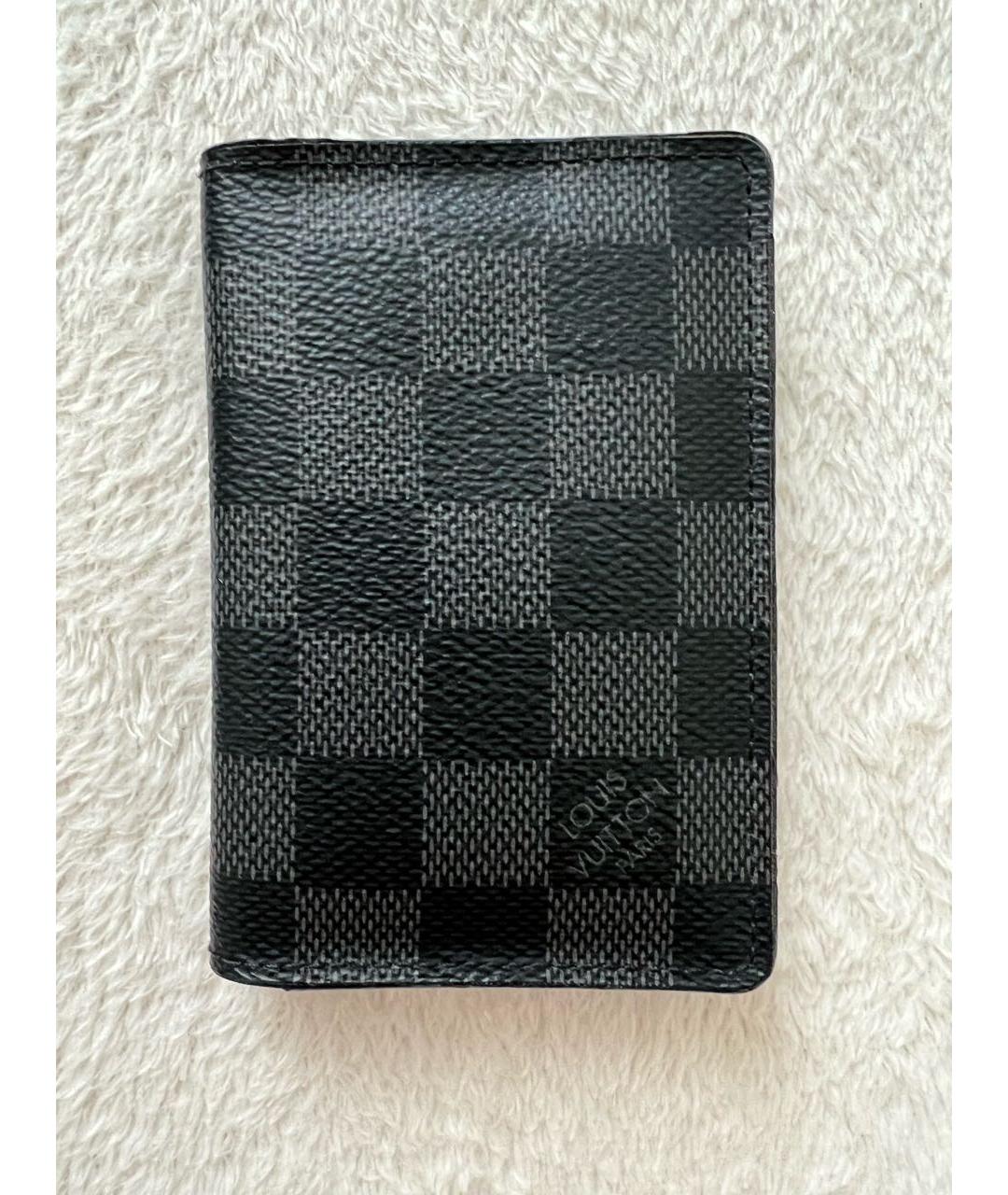 LOUIS VUITTON Черный кожаный кардхолдер, фото 5