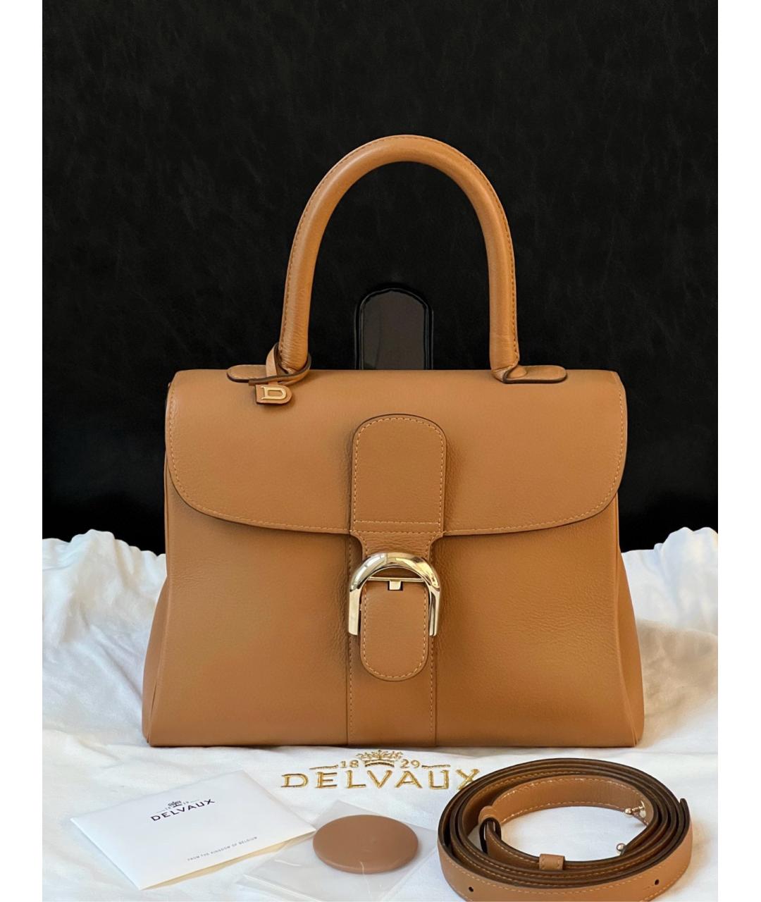 DELVAUX Коричневая кожаная сумка с короткими ручками, фото 9