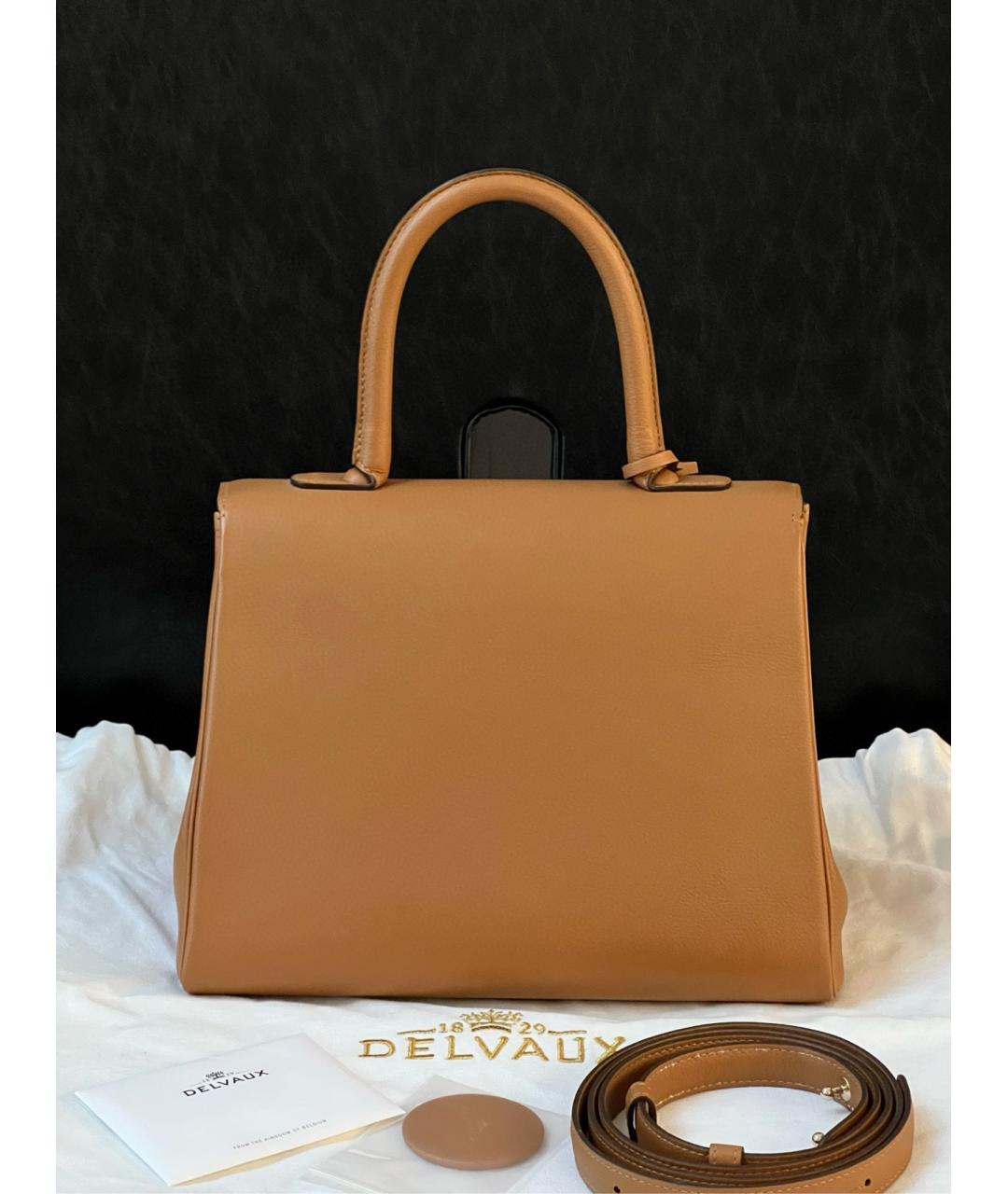 DELVAUX Коричневая кожаная сумка с короткими ручками, фото 2