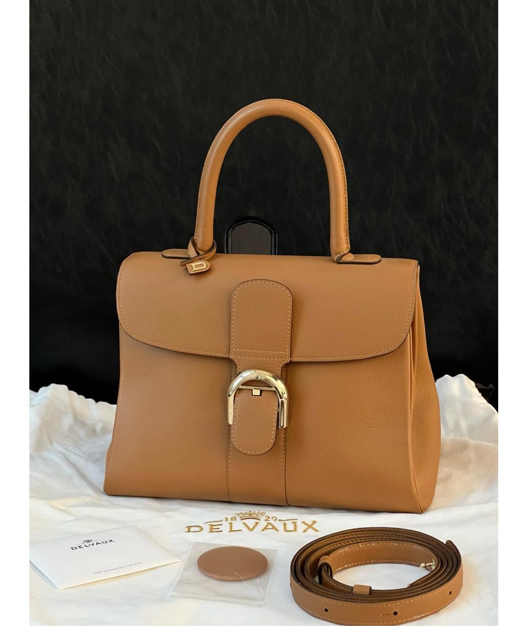 DELVAUX Коричневая кожаная сумка с короткими ручками, фото 4