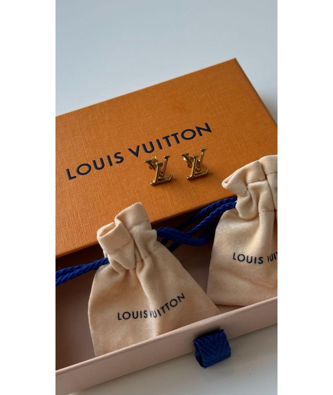 LOUIS VUITTON Золотые латунные серьги, фото 3