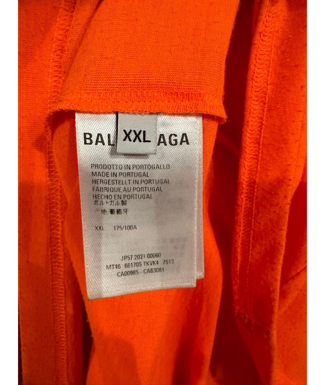 BALENCIAGA Оранжевая хлопковая футболка, фото 4