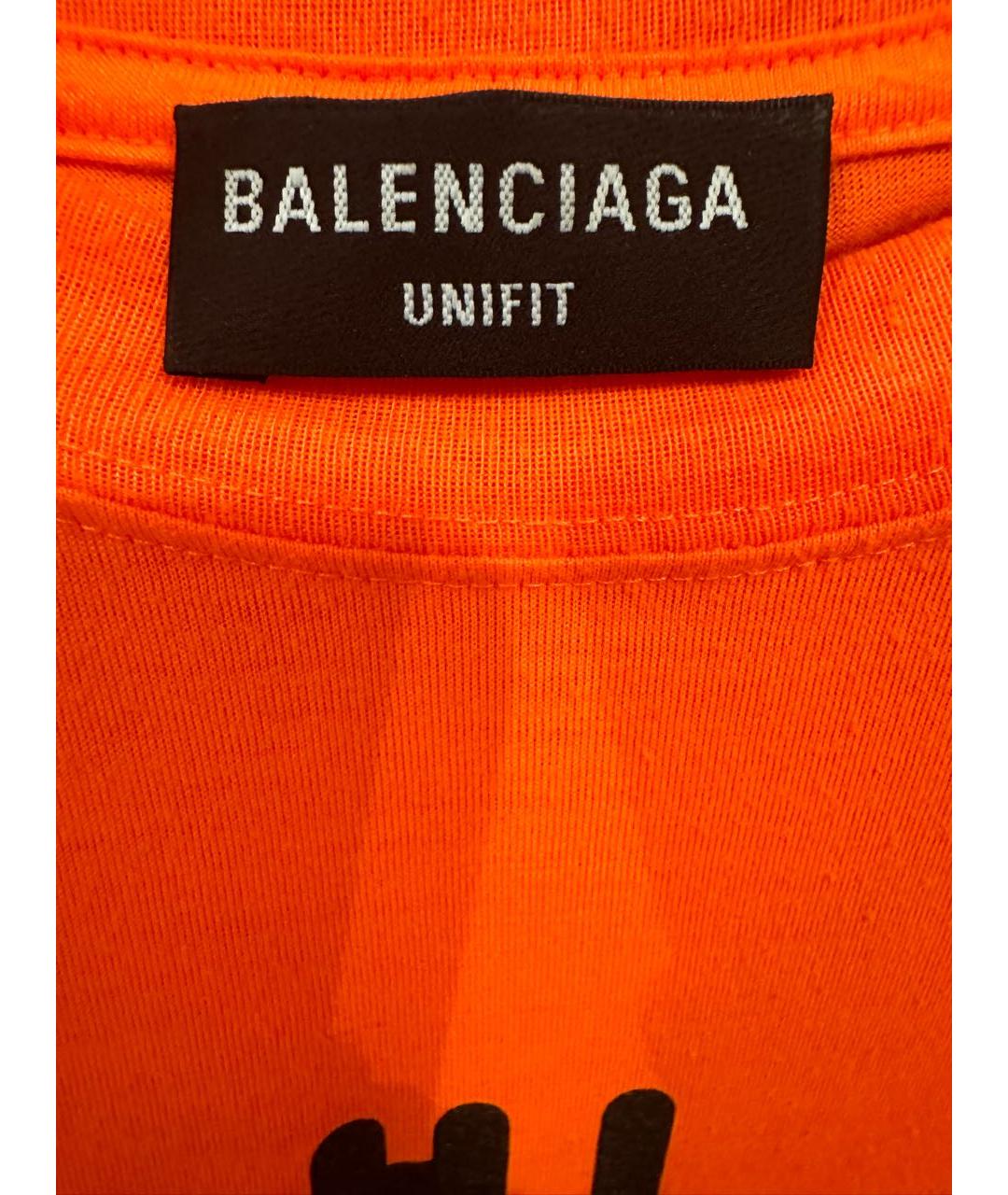 BALENCIAGA Оранжевая хлопковая футболка, фото 3