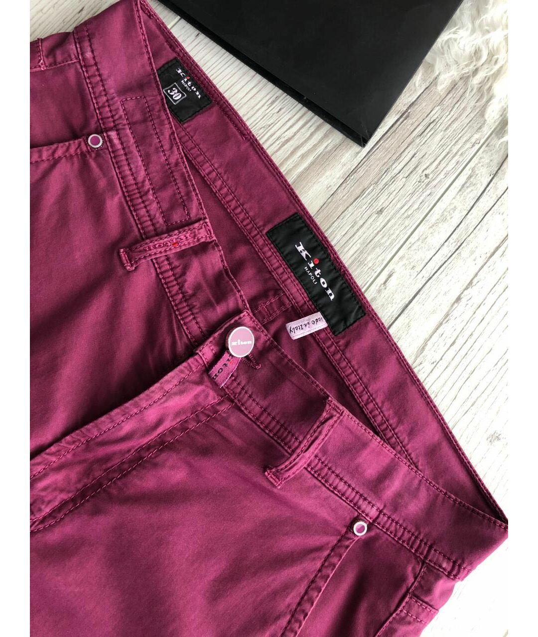 KITON Фиолетовые хлопковые прямые джинсы, фото 7