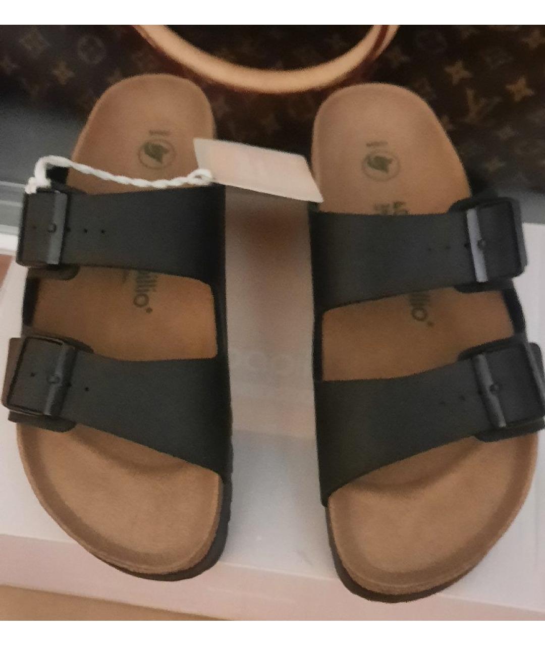 BIRKENSTOCK Черные сандалии из искусственной кожи, фото 4