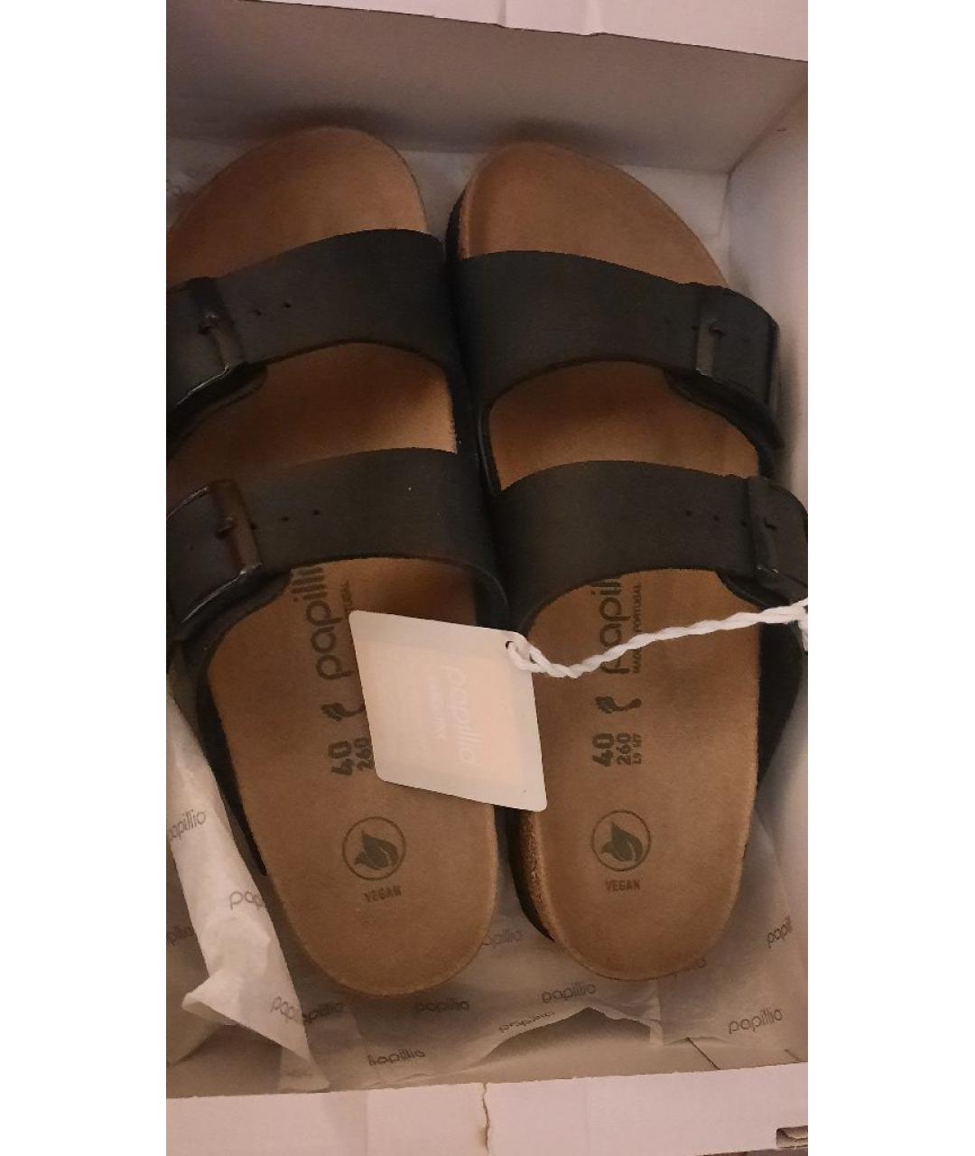 BIRKENSTOCK Черные сандалии из искусственной кожи, фото 2