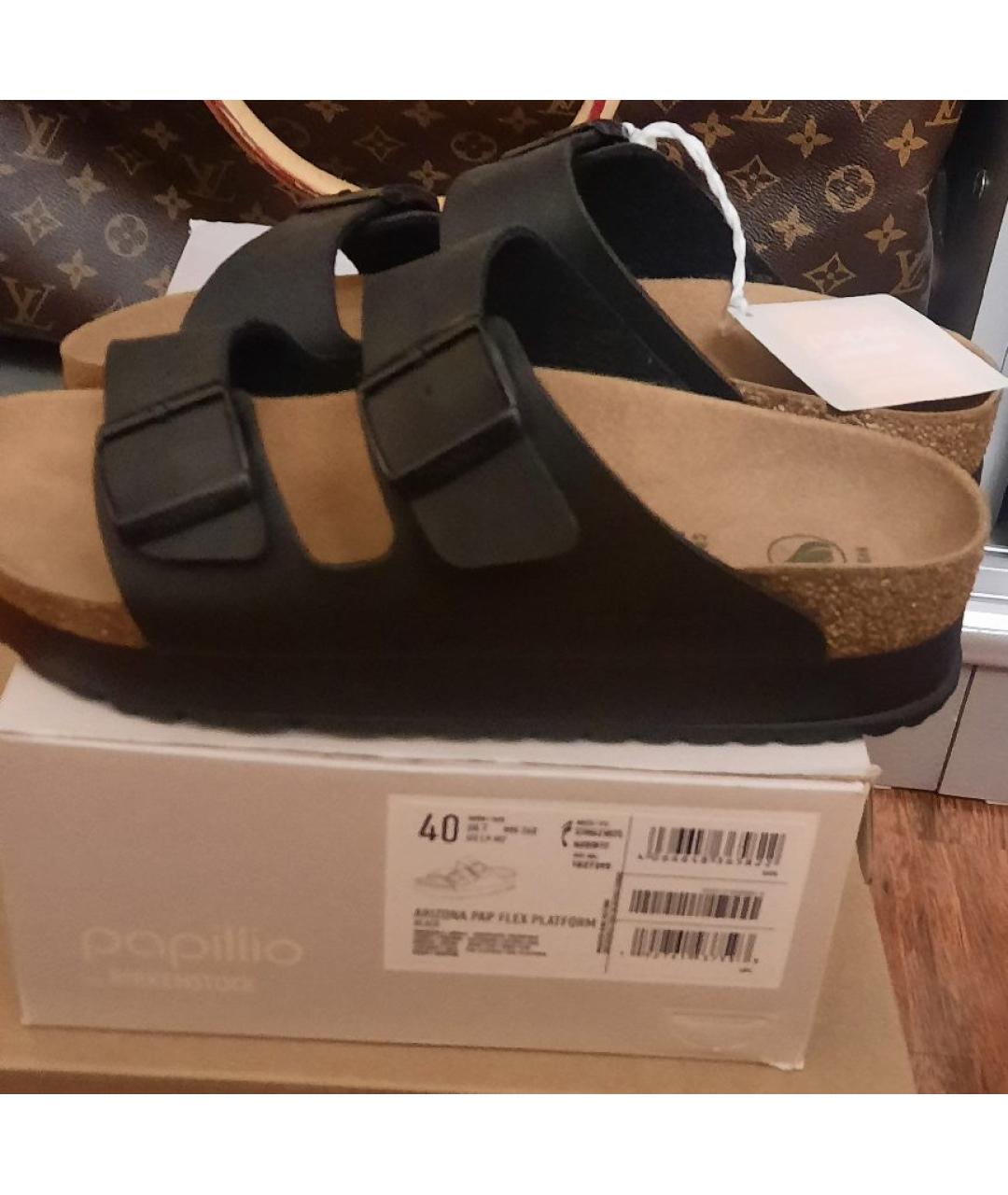 BIRKENSTOCK Черные сандалии из искусственной кожи, фото 10