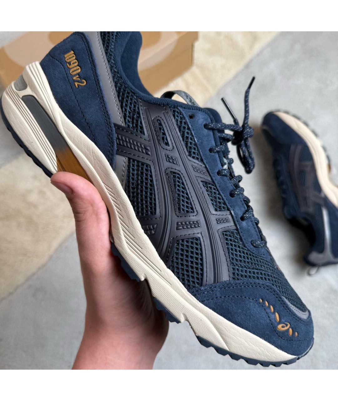 ASICS Темно-синие замшевые низкие кроссовки / кеды, фото 4