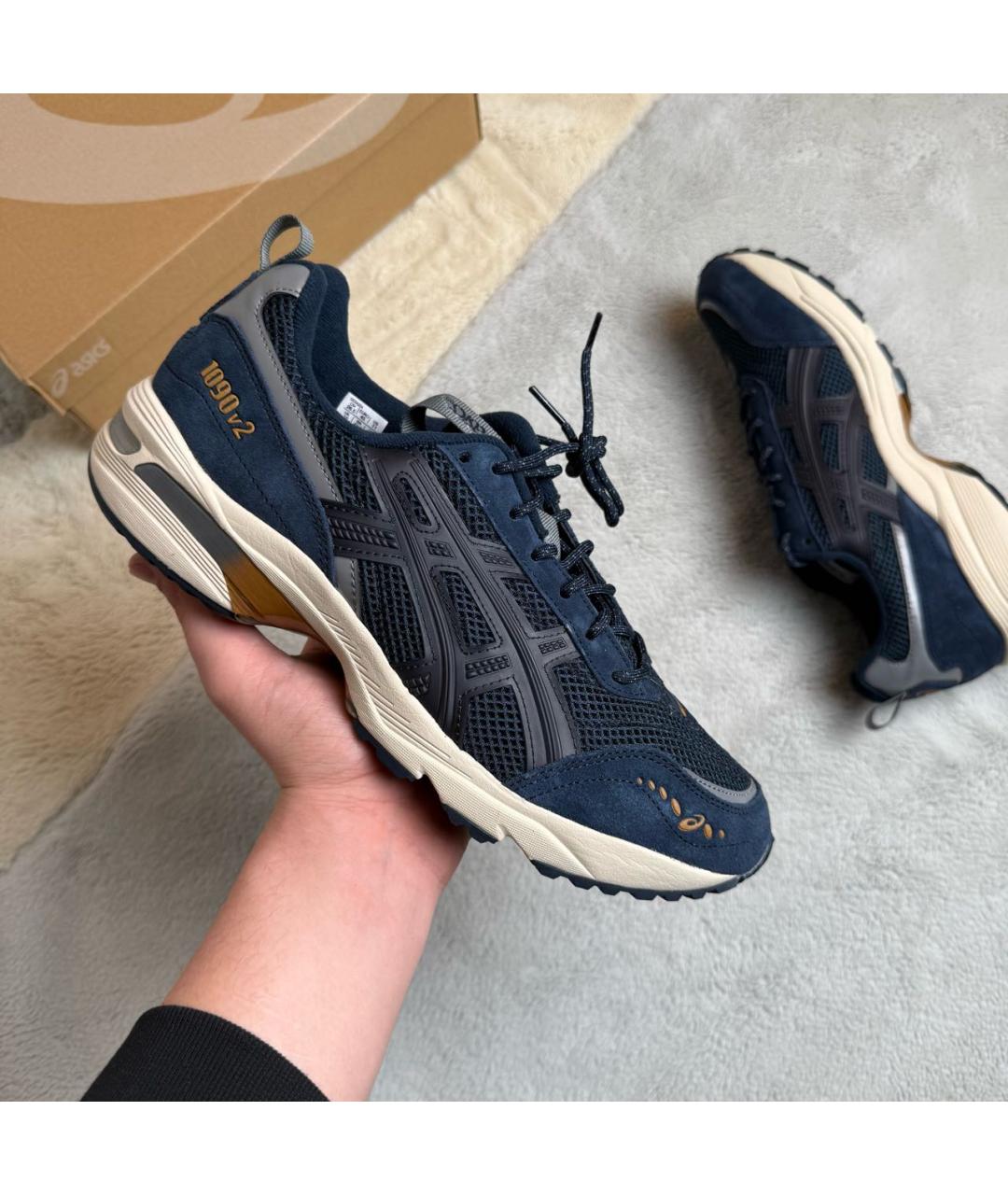 ASICS Темно-синие замшевые низкие кроссовки / кеды, фото 8