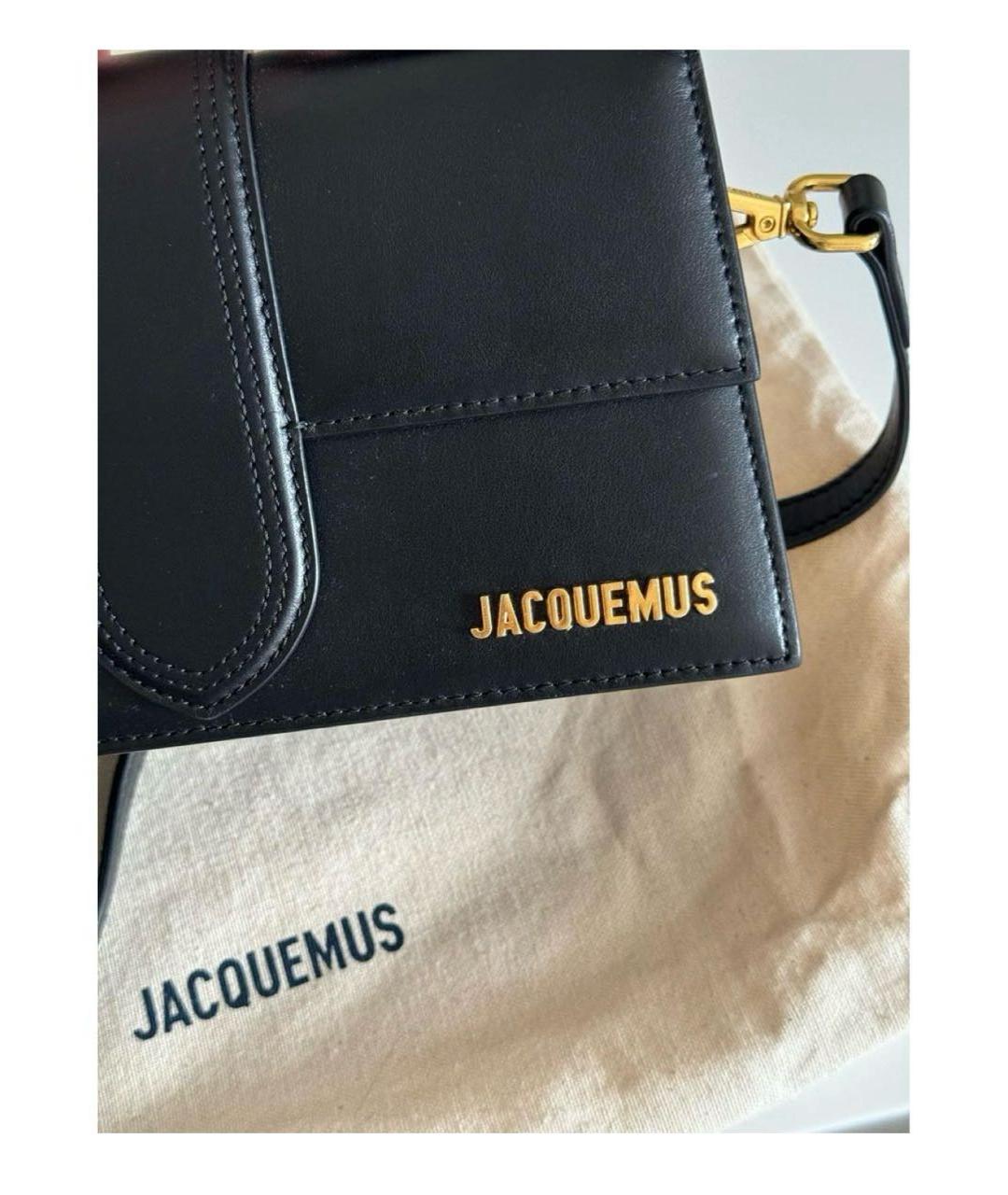 JACQUEMUS Черная кожаная сумка через плечо, фото 6