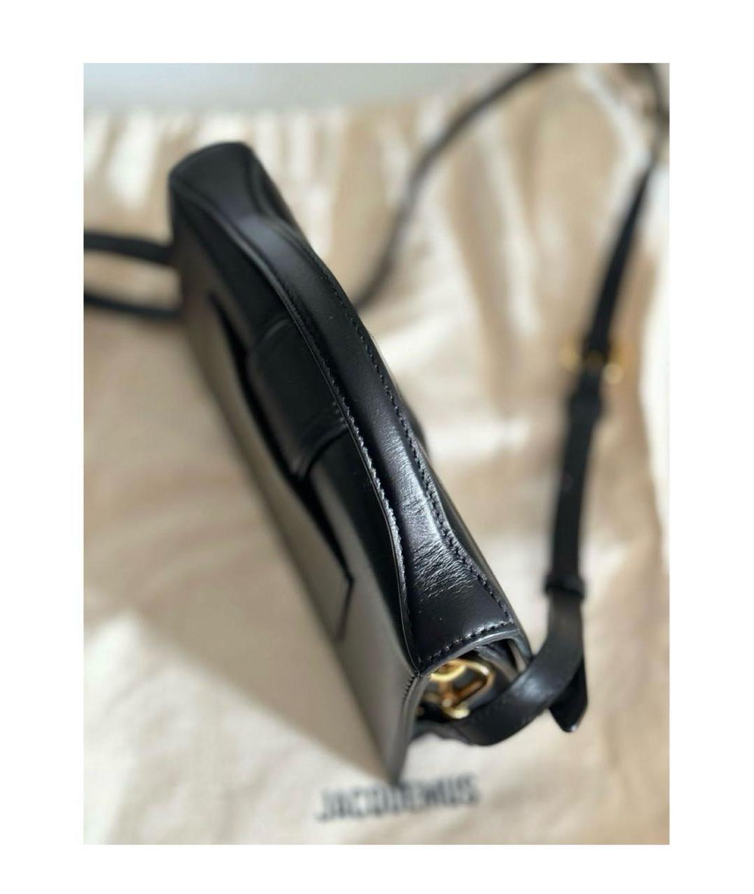 JACQUEMUS Черная кожаная сумка через плечо, фото 3