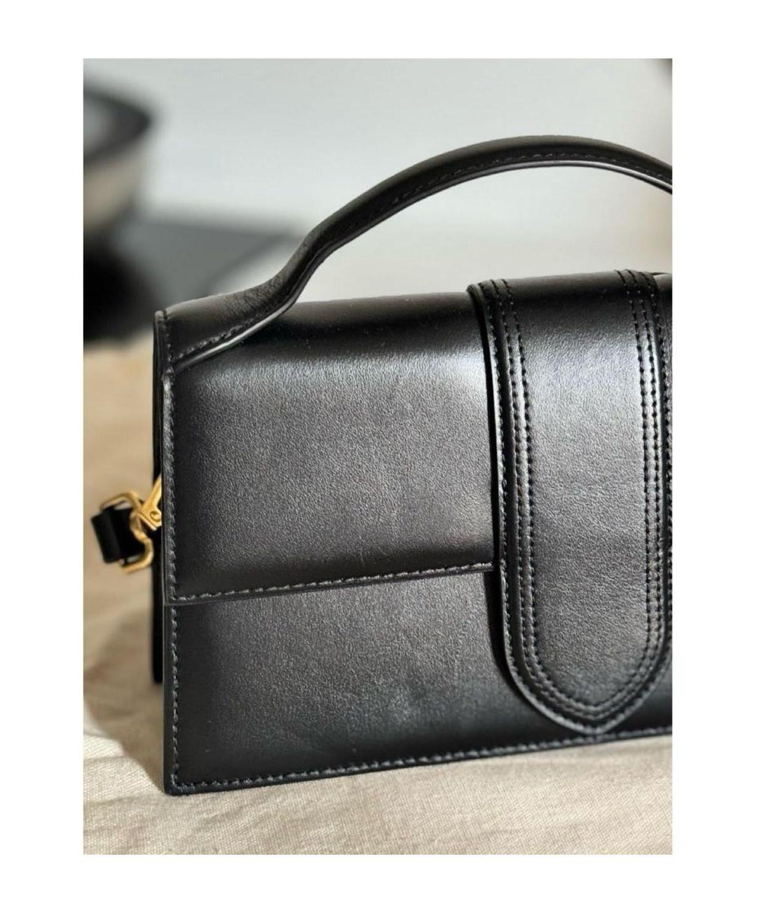 JACQUEMUS Черная кожаная сумка через плечо, фото 5