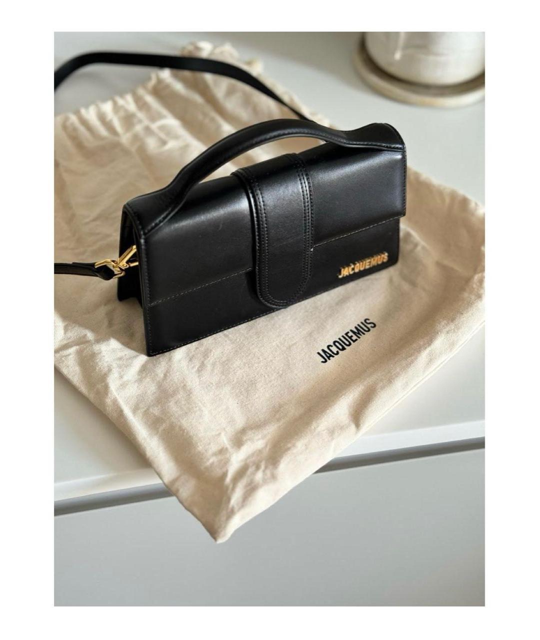 JACQUEMUS Черная кожаная сумка через плечо, фото 2