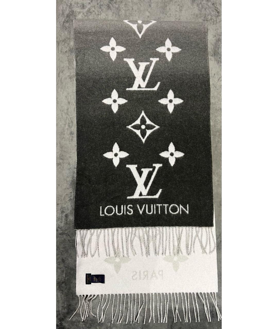 LOUIS VUITTON Серый кашемировый шарф, фото 5