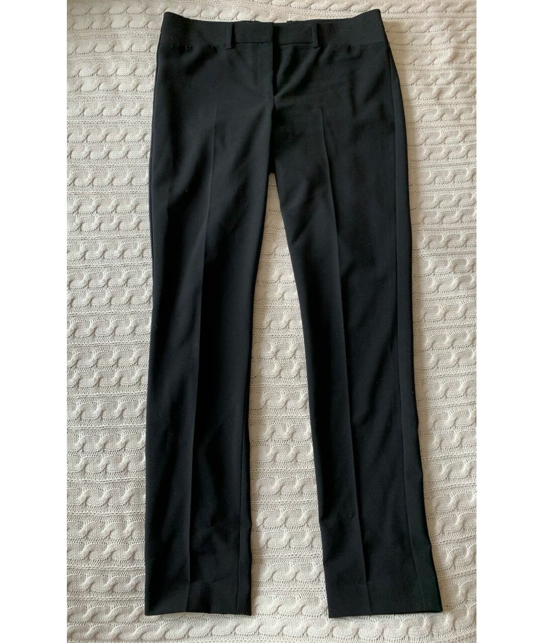 THEORY Черные шерстяные прямые брюки, фото 8