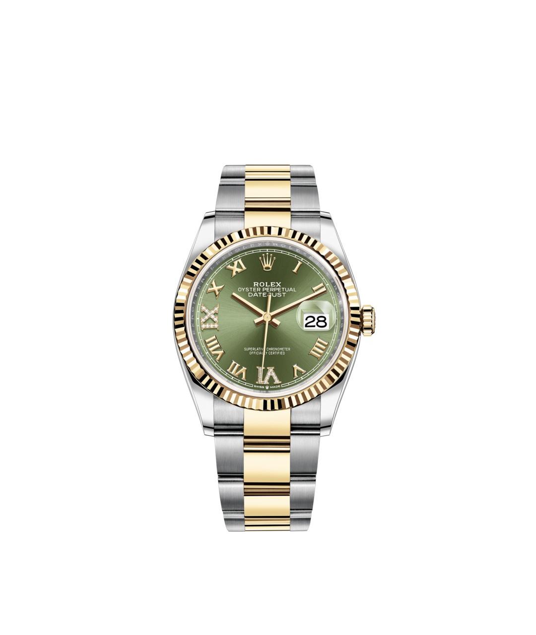 ROLEX Зеленые часы из желтого золота, фото 1