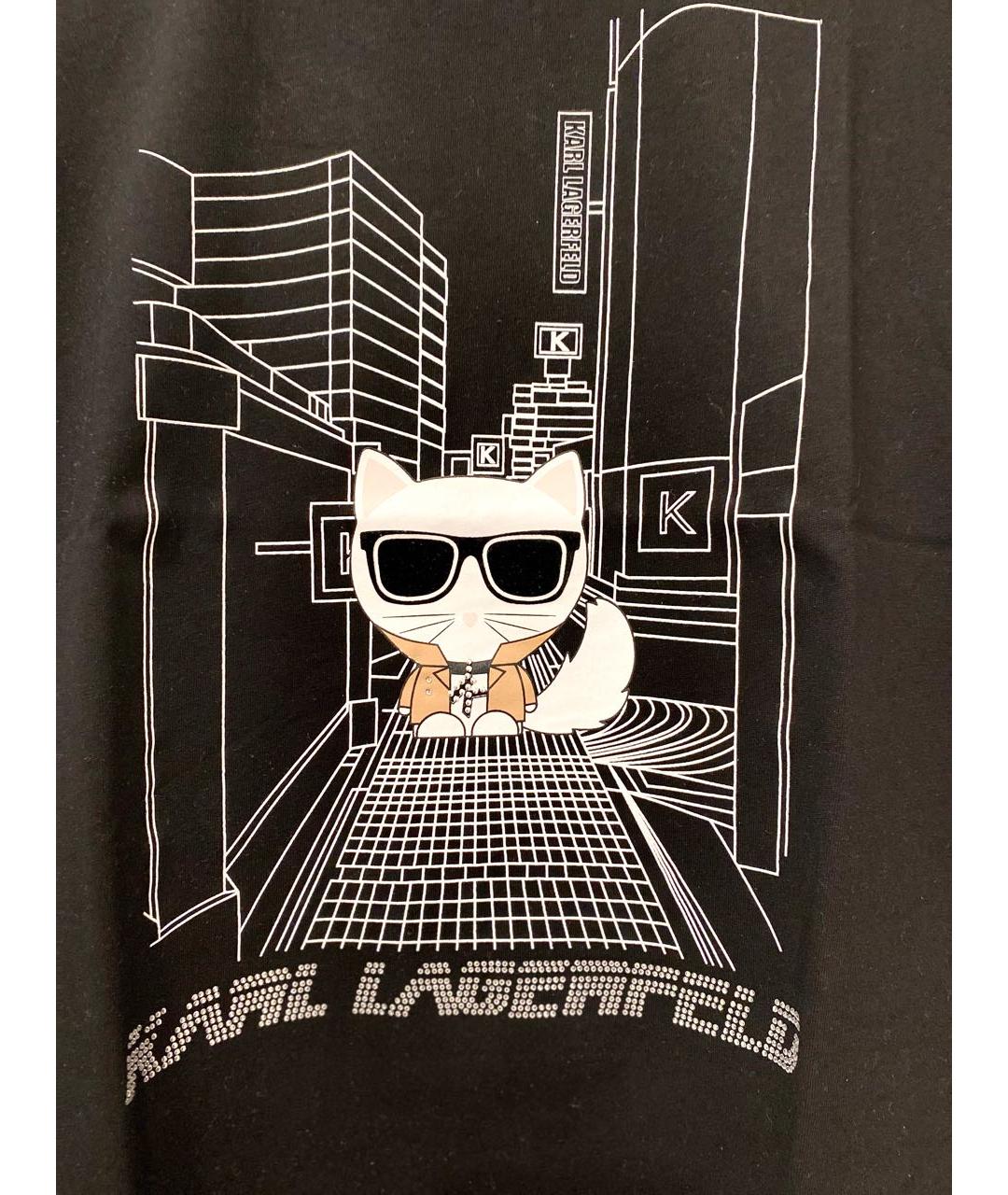 KARL LAGERFELD Черная хлопковая футболка, фото 2