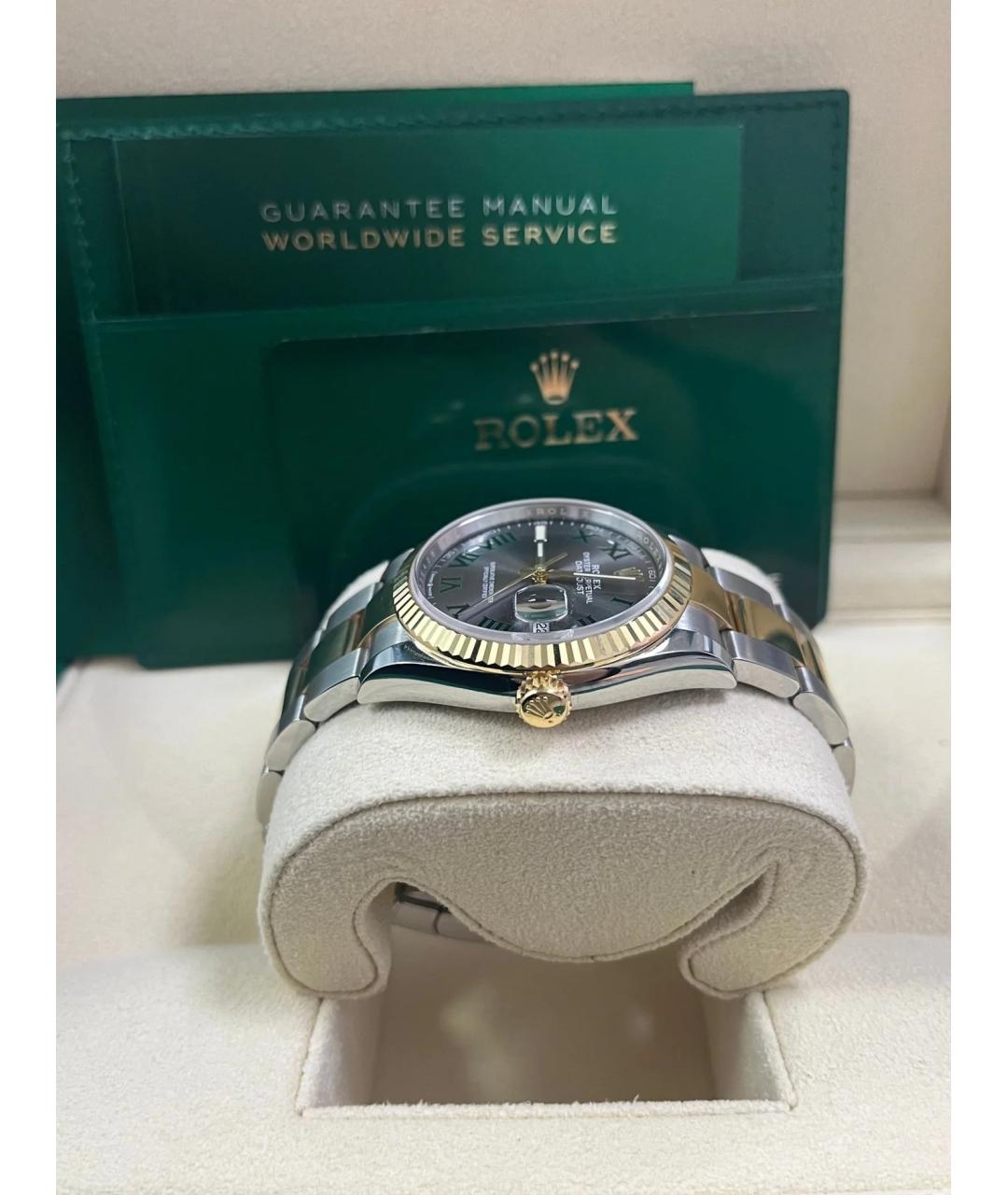 ROLEX Серые часы из желтого золота, фото 4
