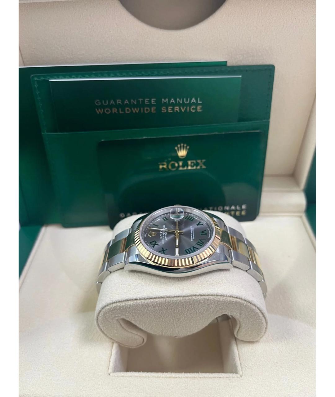 ROLEX Серые часы из желтого золота, фото 3