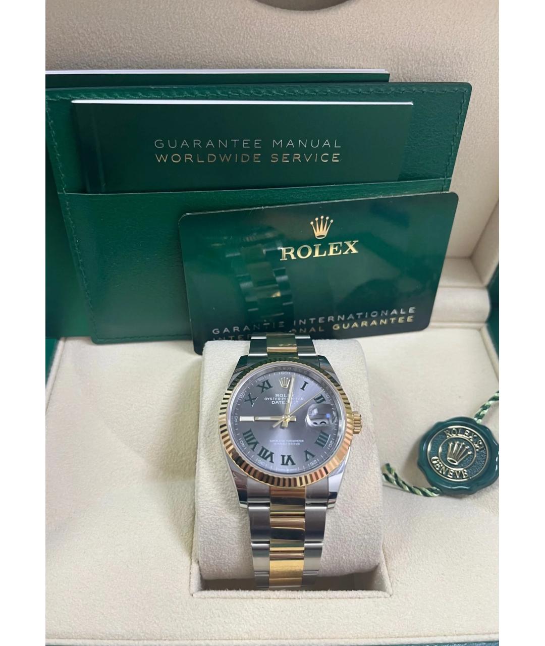 ROLEX Серые часы из желтого золота, фото 7