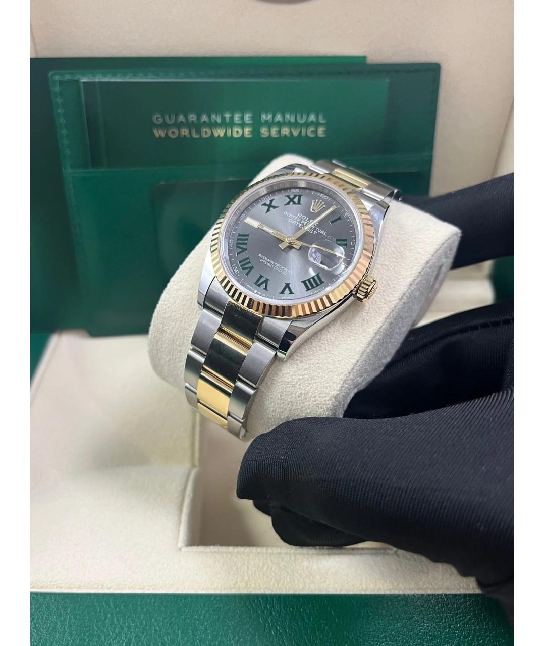 ROLEX Серые часы из желтого золота, фото 5