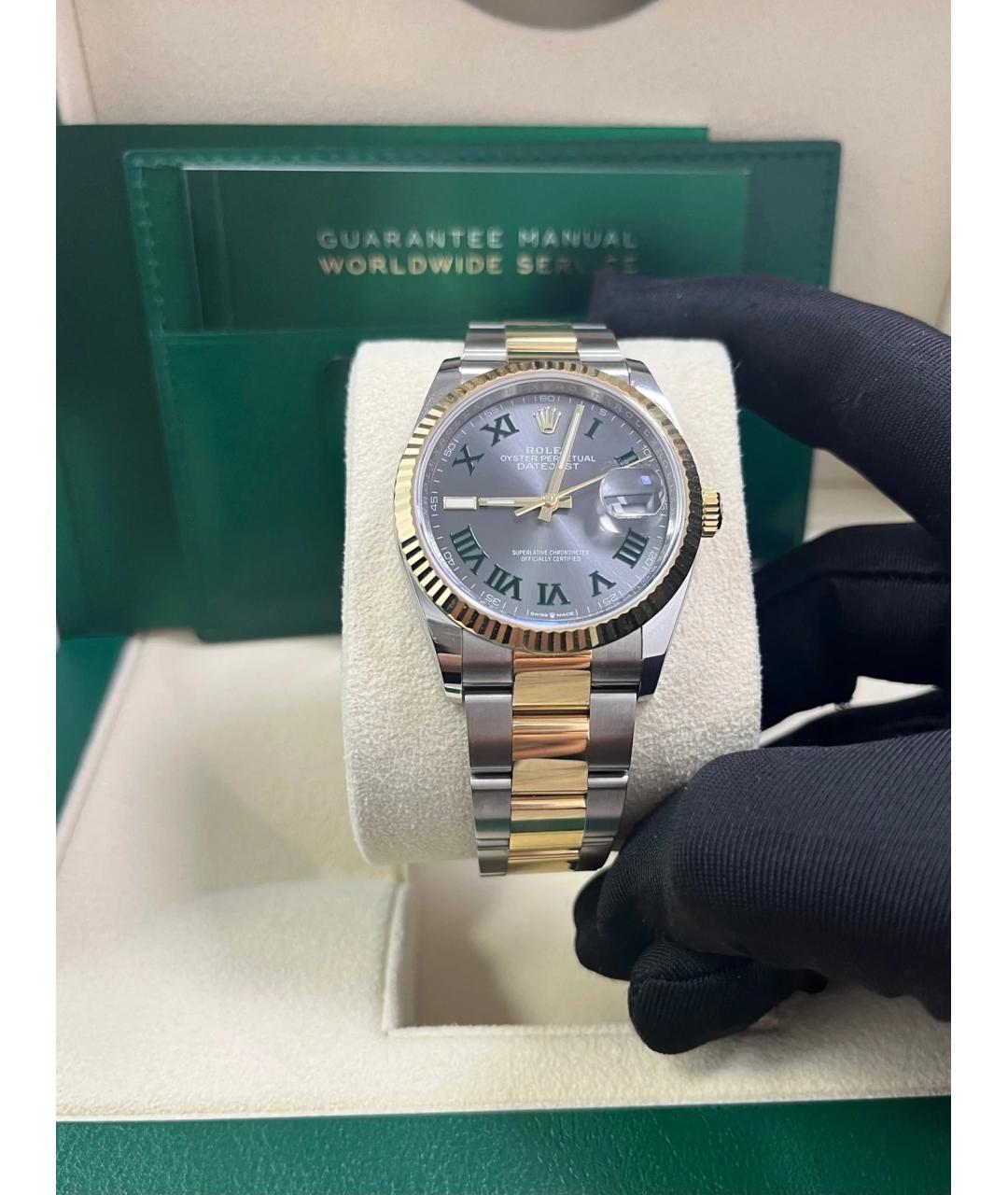 ROLEX Серые часы из желтого золота, фото 6