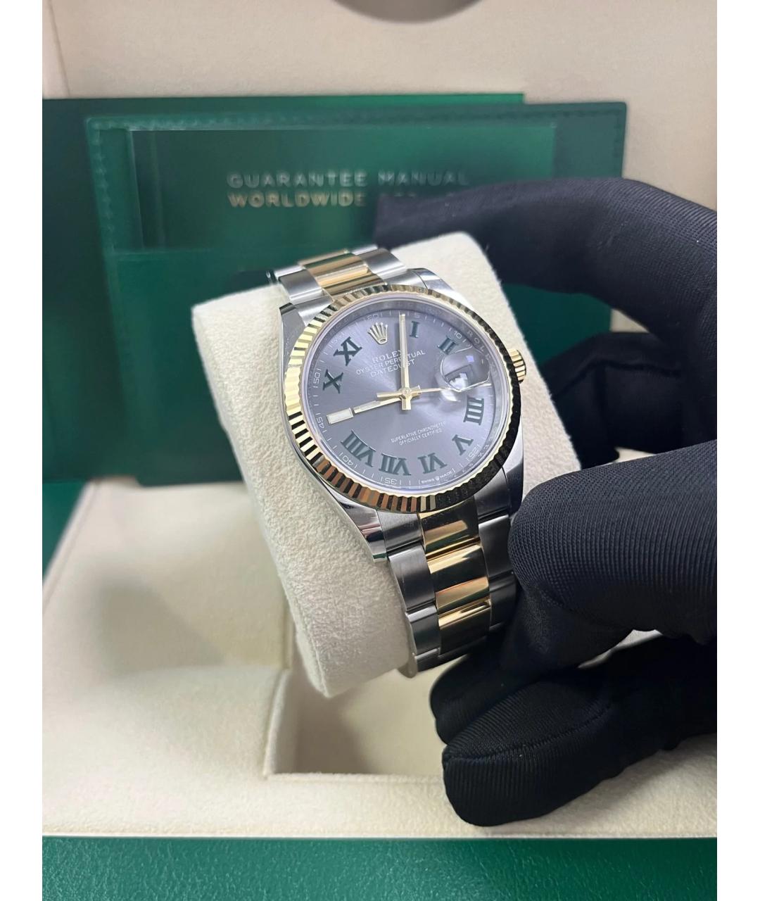 ROLEX Серые часы из желтого золота, фото 2