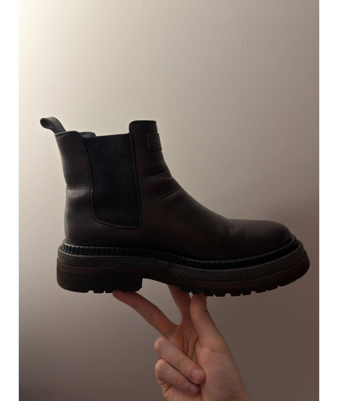 BRUNELLO CUCINELLI Коричневые кожаные ботинки, фото 6