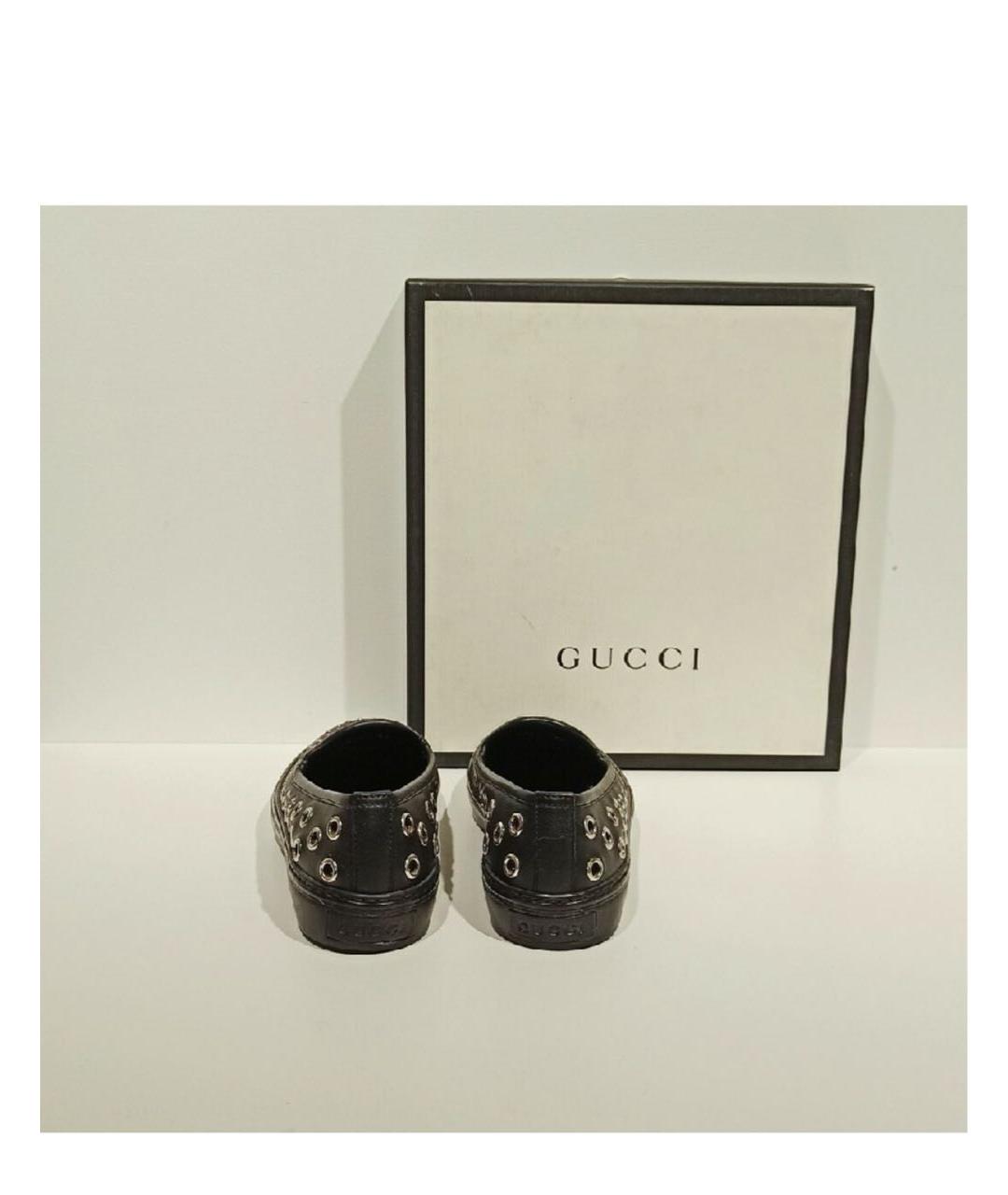 GUCCI Черные кожаные слипоны, фото 4