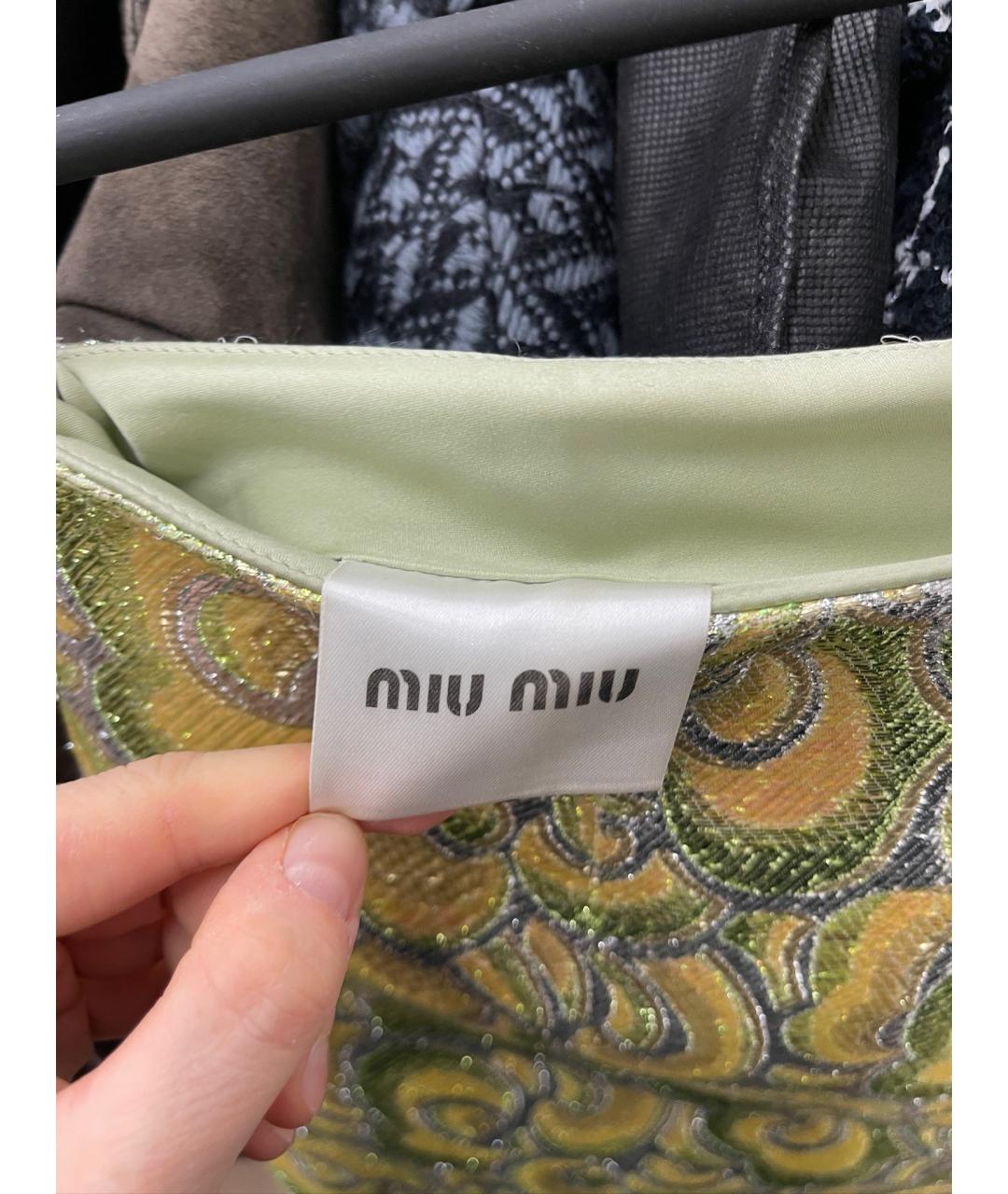 MIU MIU Зеленая юбка мини, фото 4