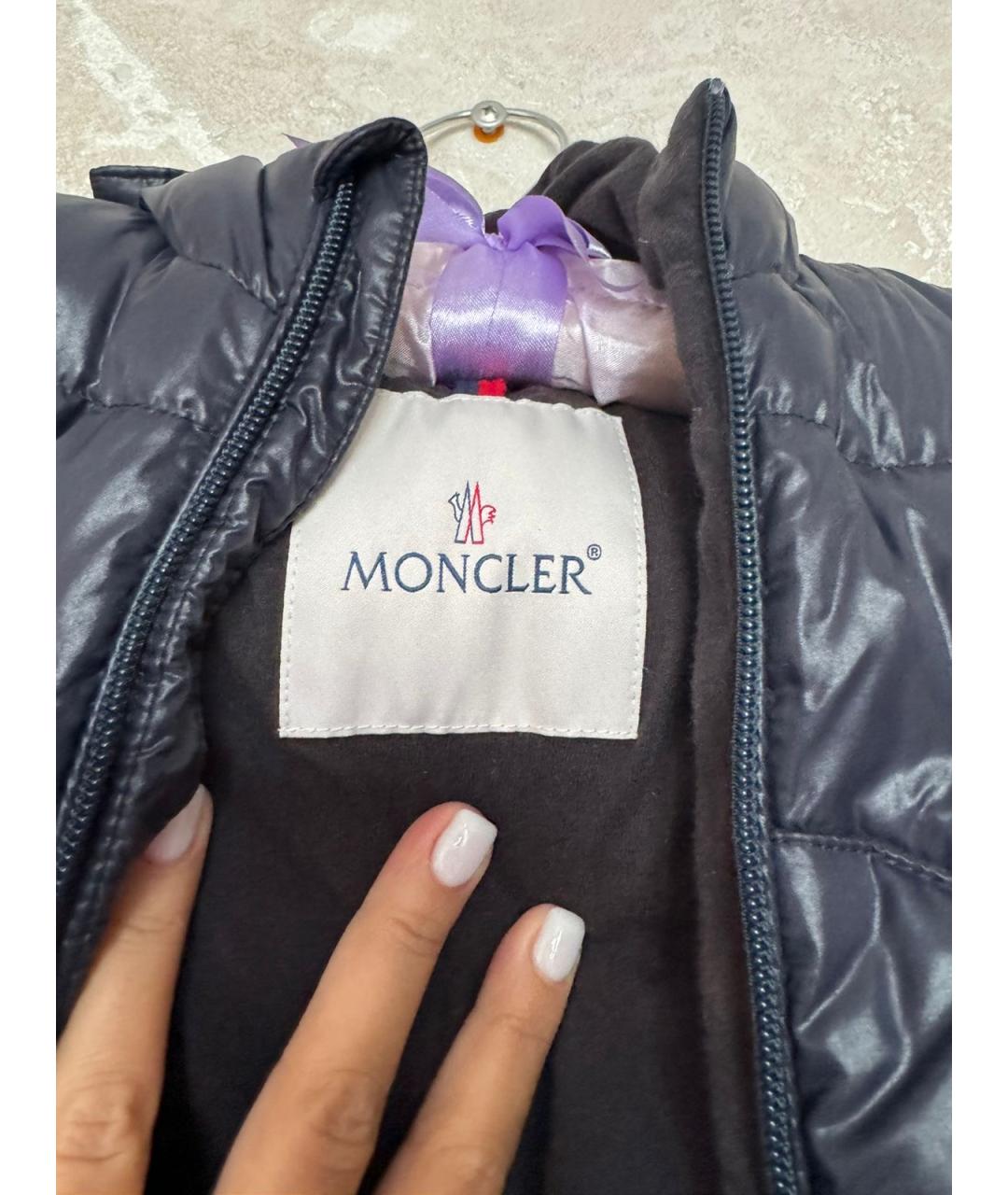 MONCLER Темно-синий меховой комбинезон, фото 2