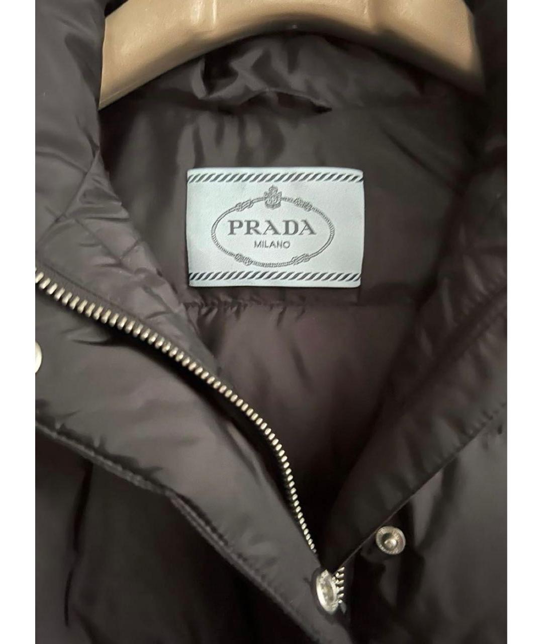 PRADA Черный полиэстеровый пуховик, фото 3