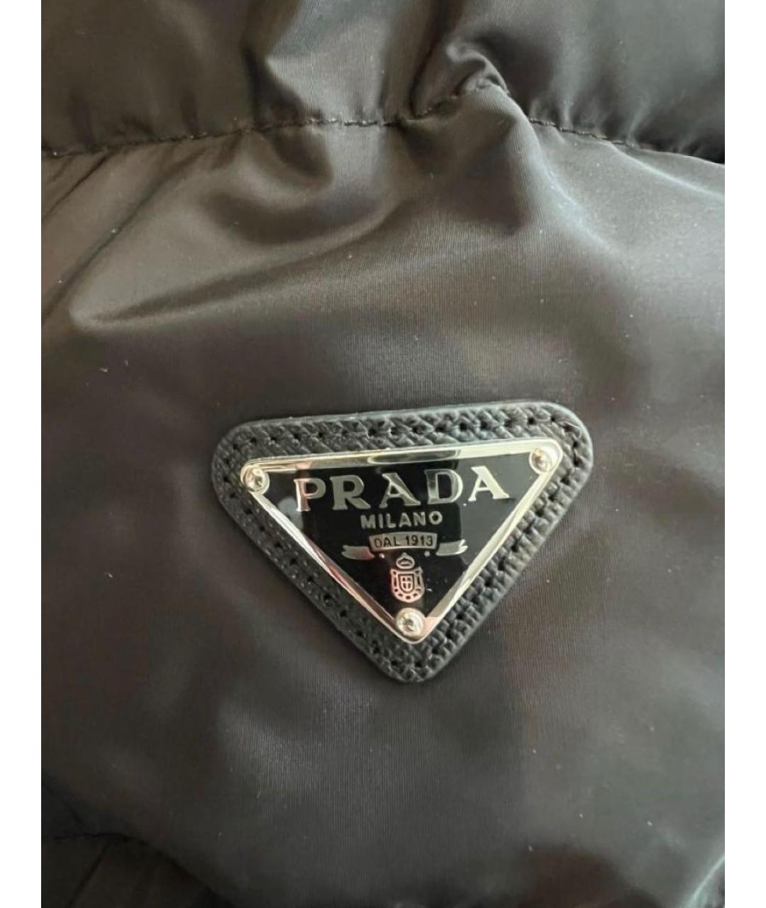 PRADA Черный полиэстеровый пуховик, фото 4