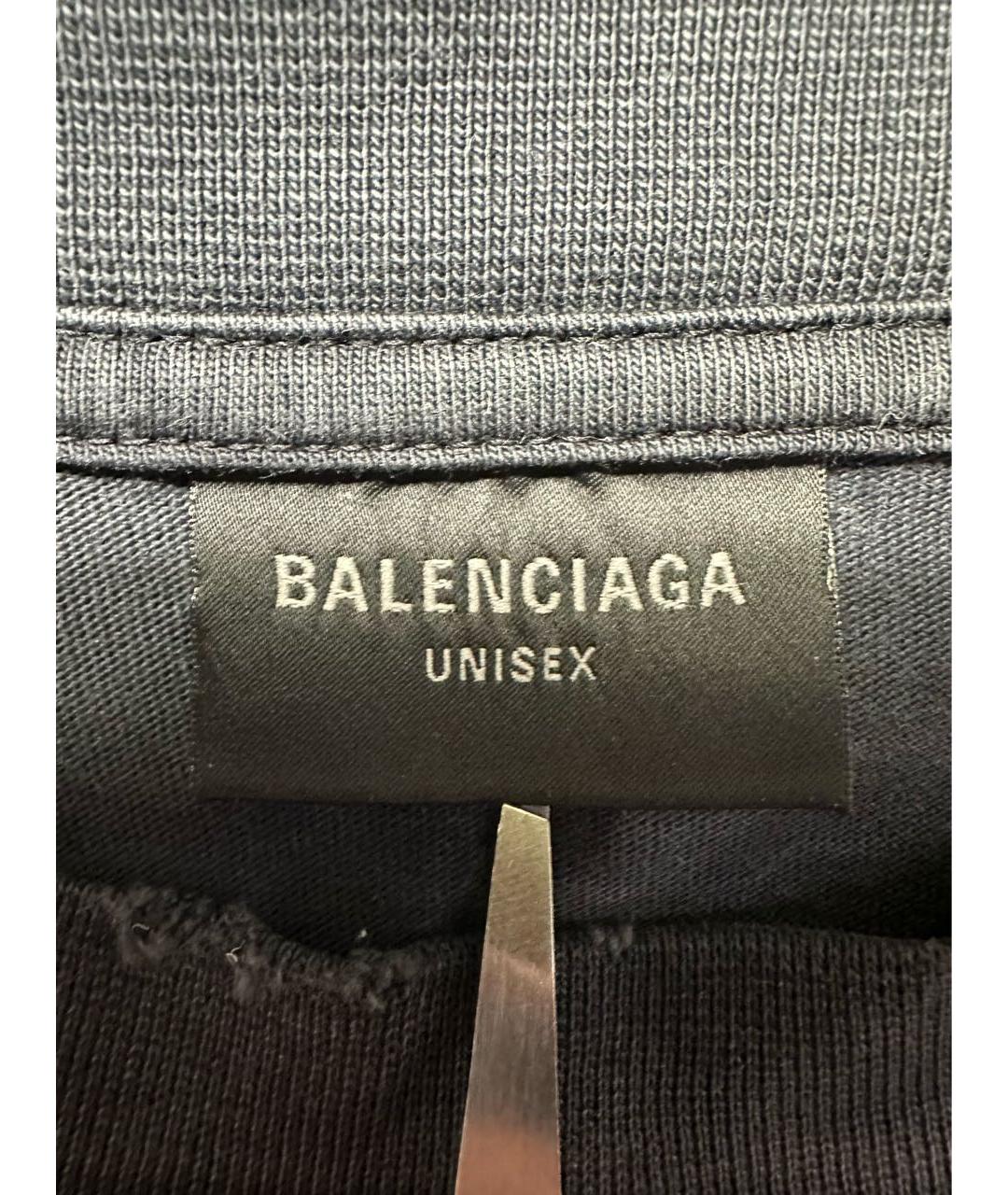 BALENCIAGA Черная хлопковая футболка, фото 3