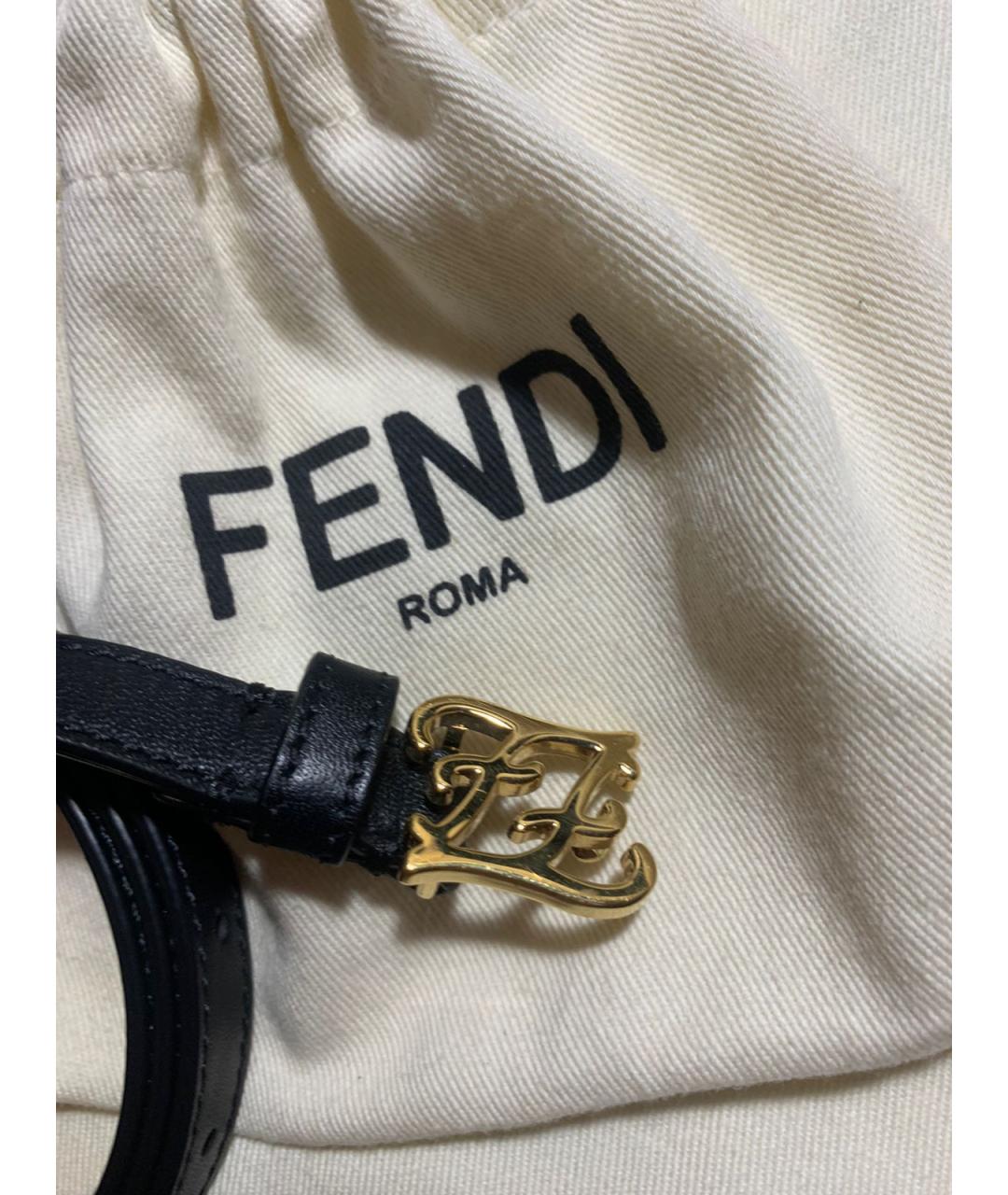 FENDI Черный кожаный ремень, фото 4