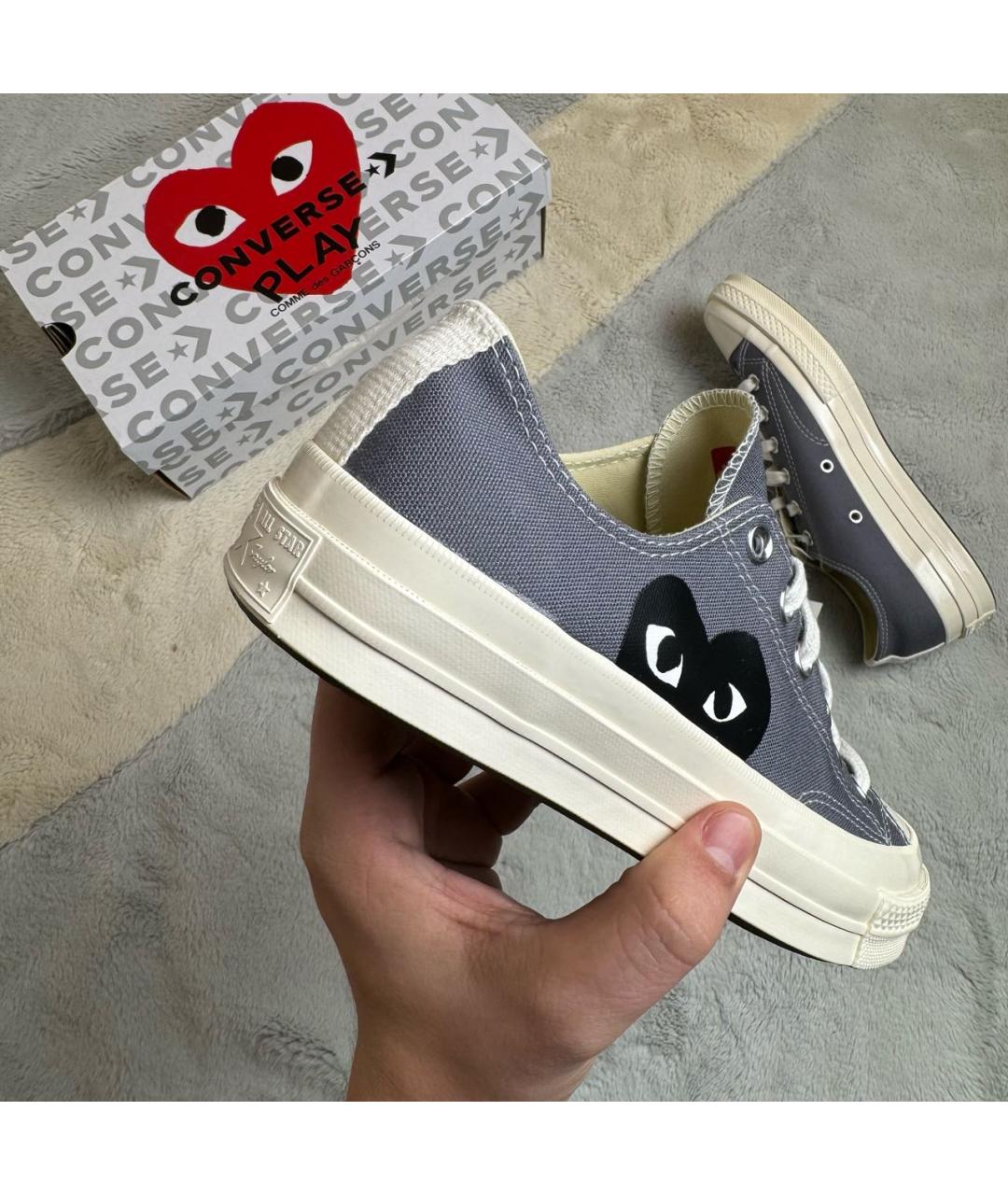 CONVERSE Серые текстильные низкие кроссовки / кеды, фото 3