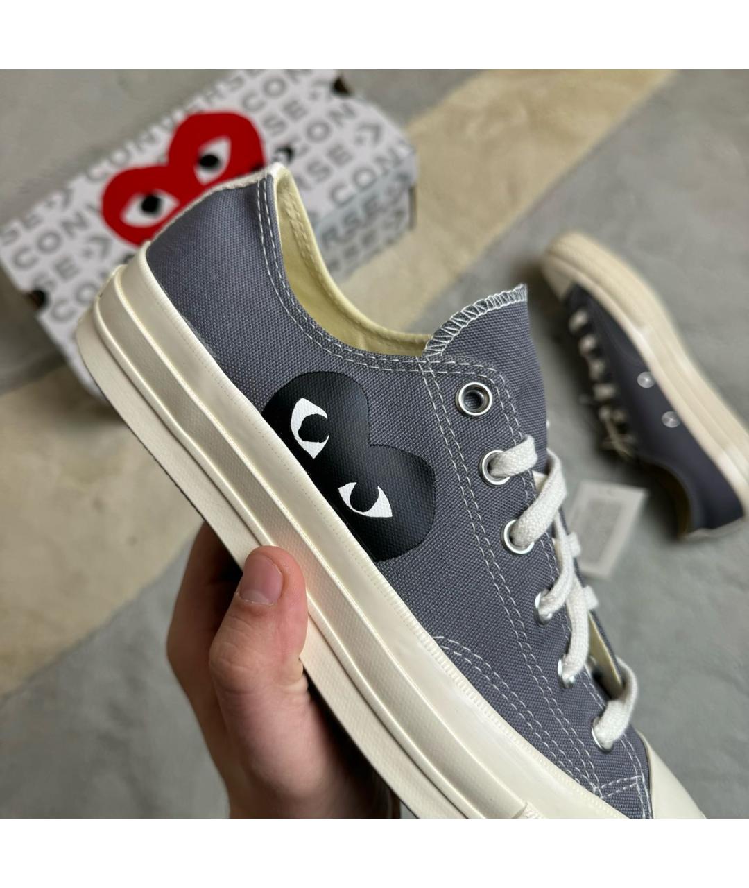 CONVERSE Серые текстильные низкие кроссовки / кеды, фото 4