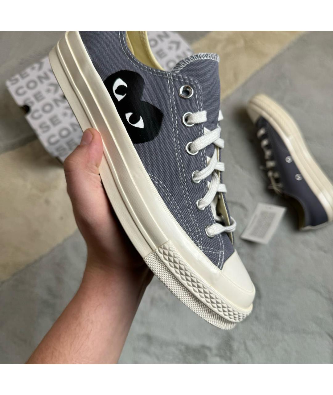 CONVERSE Серые текстильные низкие кроссовки / кеды, фото 5