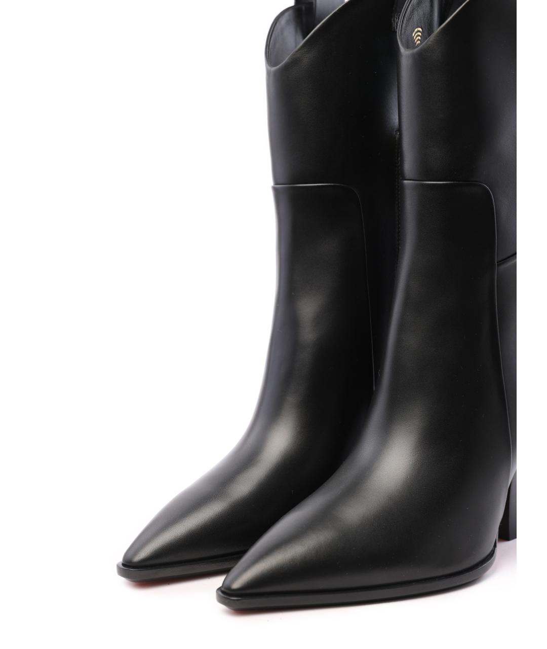 SANTONI Черные кожаные сапоги, фото 5