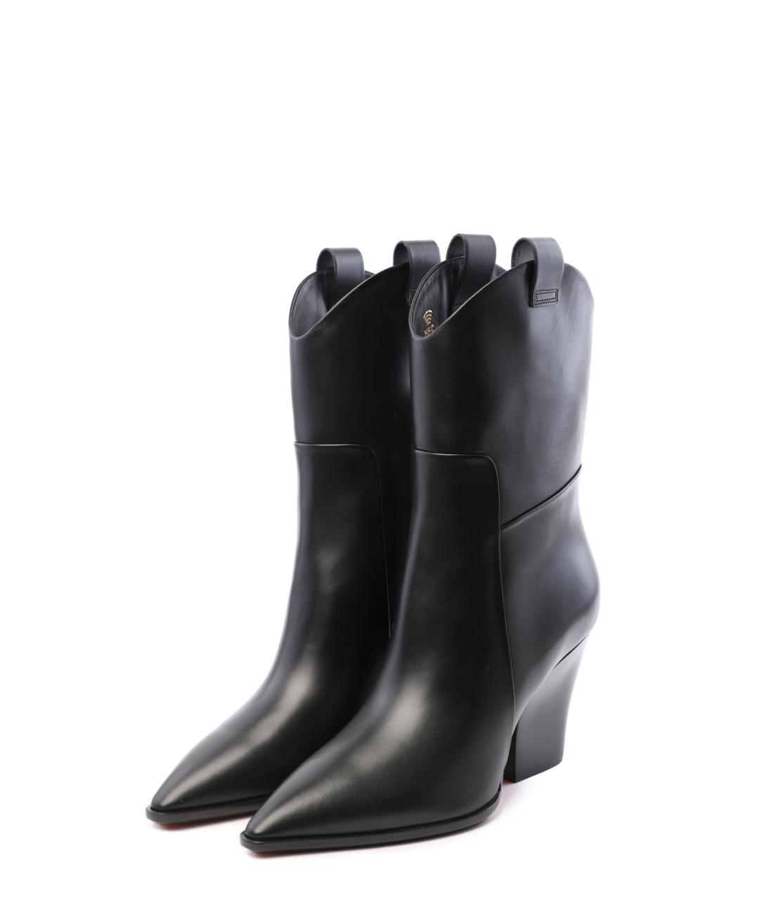 SANTONI Черные кожаные сапоги, фото 2