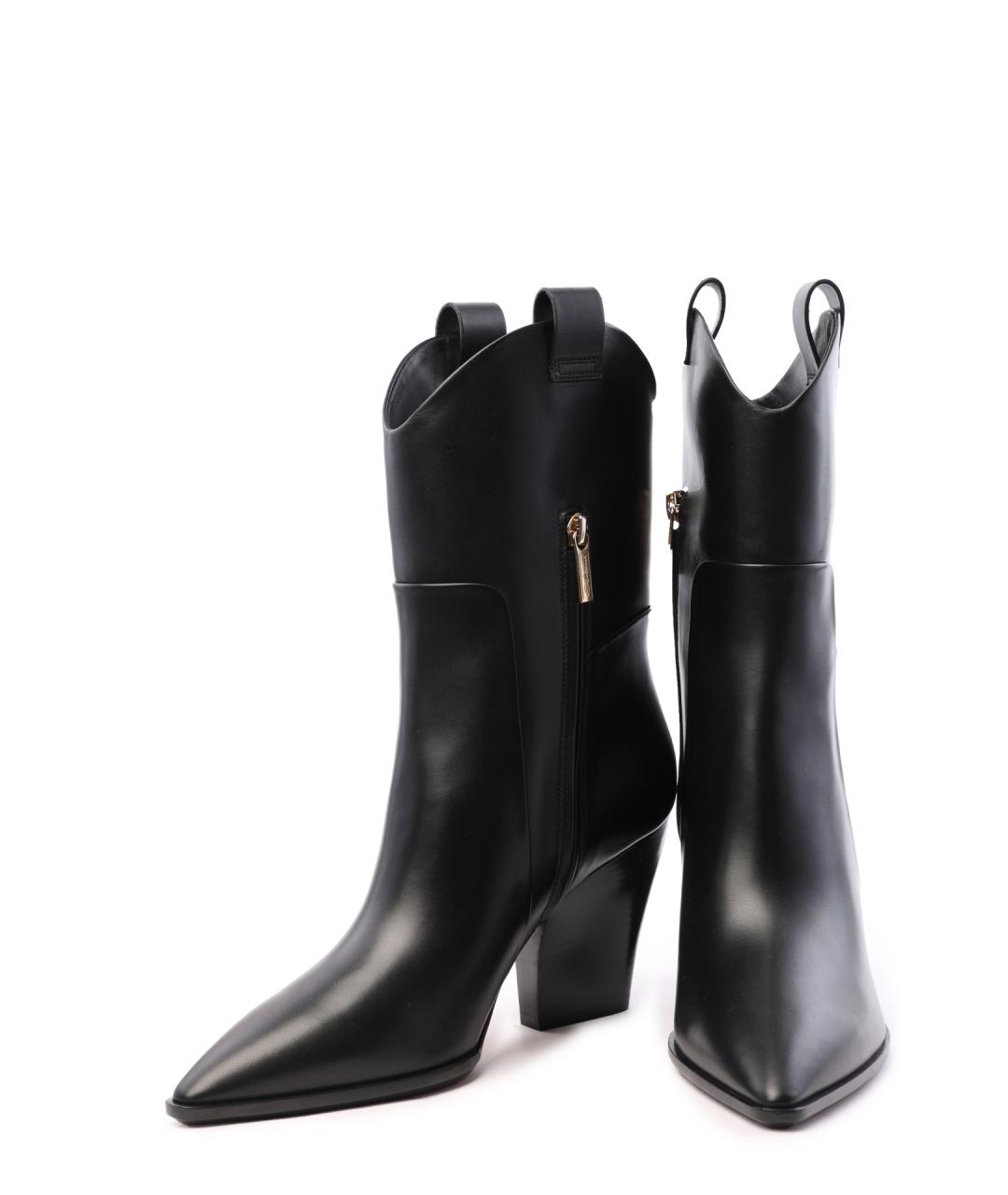 SANTONI Черные кожаные сапоги, фото 4