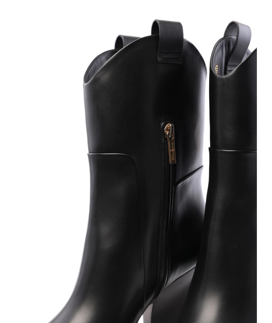 SANTONI Черные кожаные сапоги, фото 6